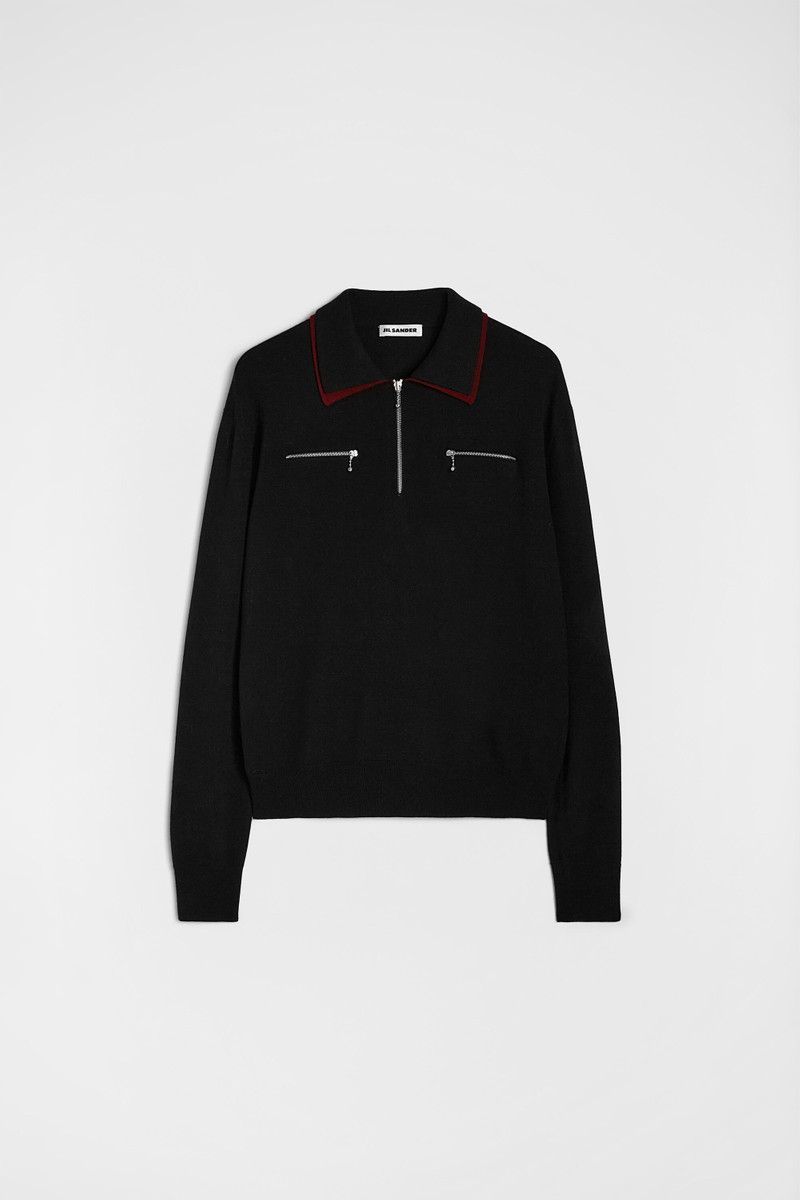 Lightweight Wool Polo Sweater - 1