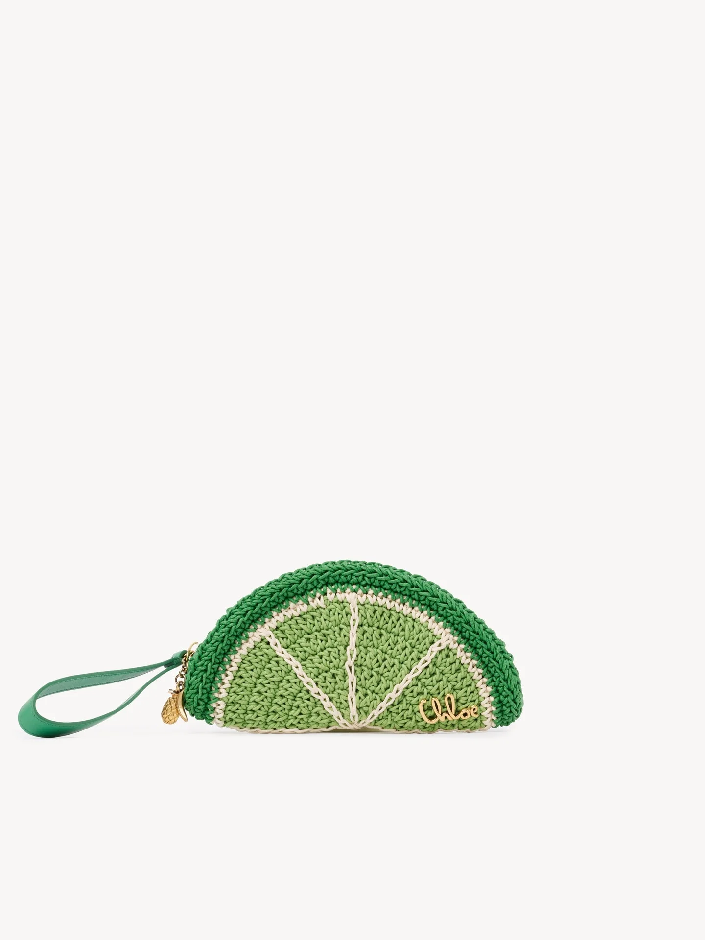 CHLOÉ TROPICUS LIME SLICE POUCH IN WAXED CORD - 1