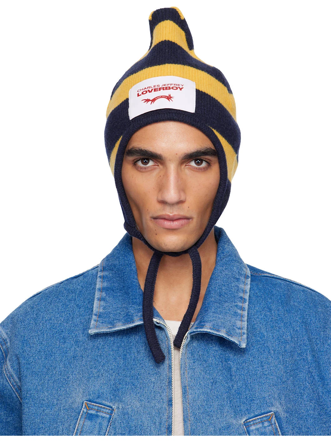 Yellow & Navy Spike Bonnet Beanie - 1