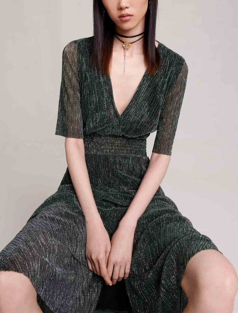Metallic fiber dress with ruffles 8