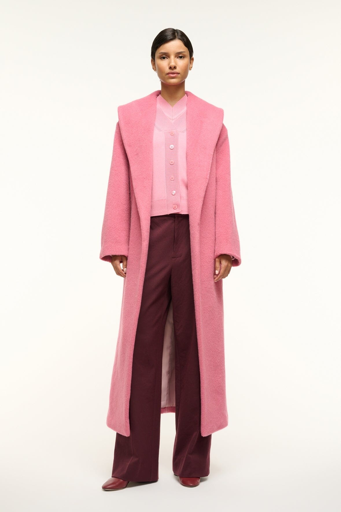 STAUD DAKOTA COAT DAMASK PINK - 3