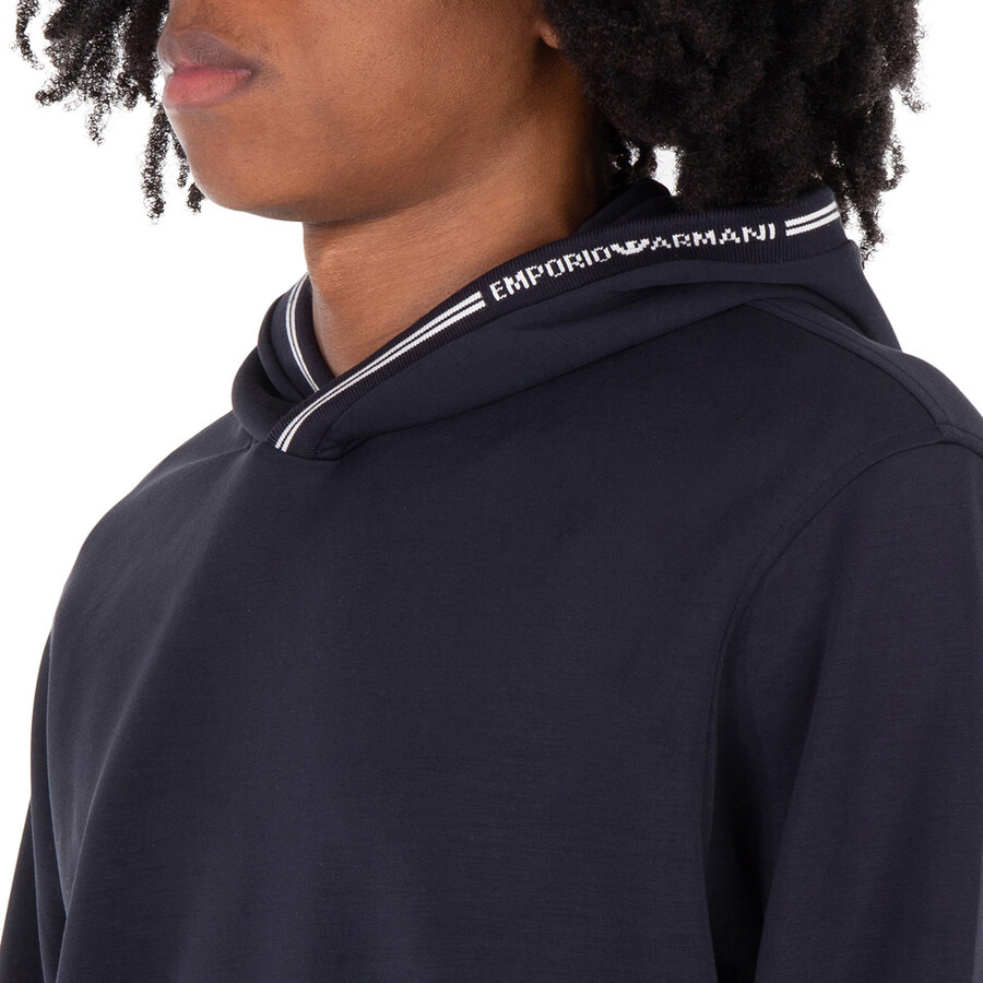 Emporio Armani Logo Rib-Knit Trim Hoodie - 4
