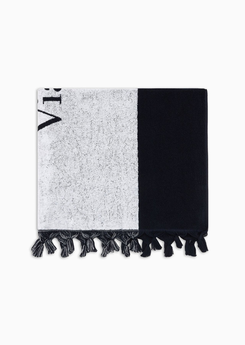 GIORGIO ARMANI Cotton beach towel with jacquard logo outlook