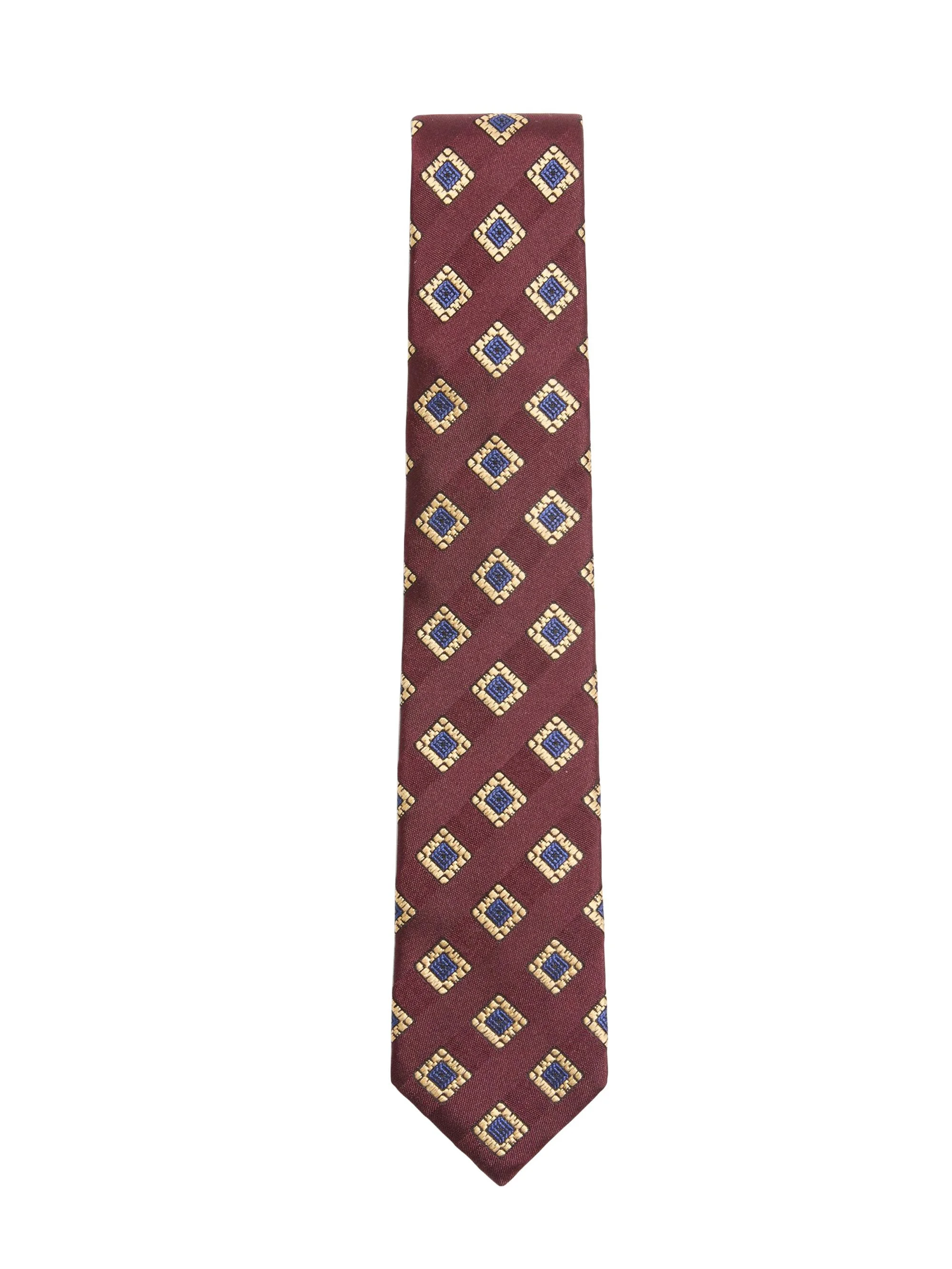 Men's Valentie Patterned Tie in Silk, Wool, and Jacquard - Bordeaux - 1