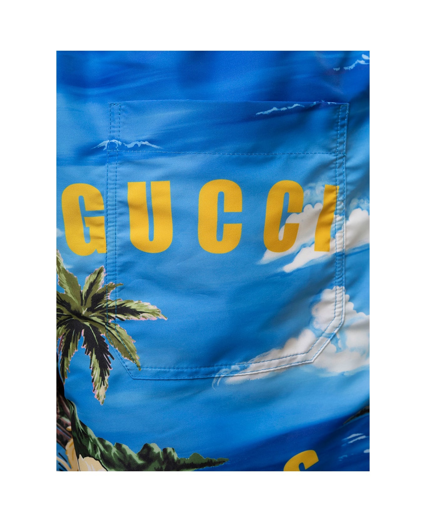 Light-blue Swim Shorts With All-over Graphic Print In Nylon Man - 3