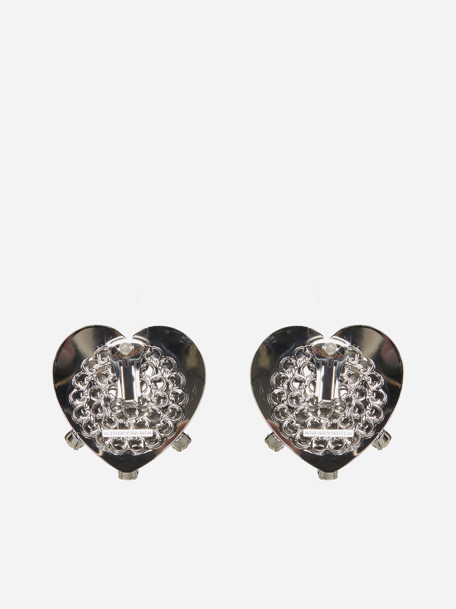 Crystal and metal heart earrings - 2