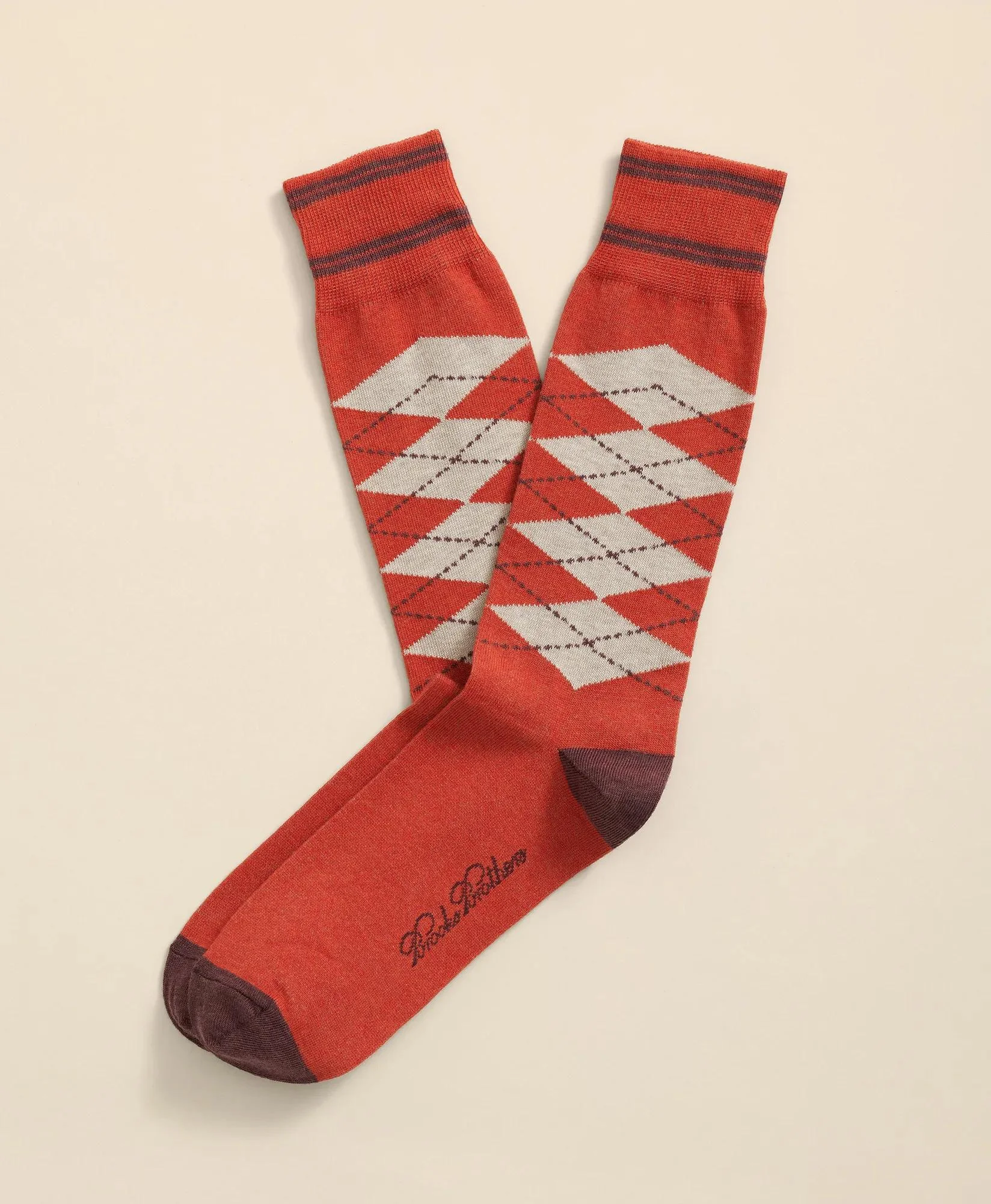 Cotton-Blend Tipped Argyle Socks - 1