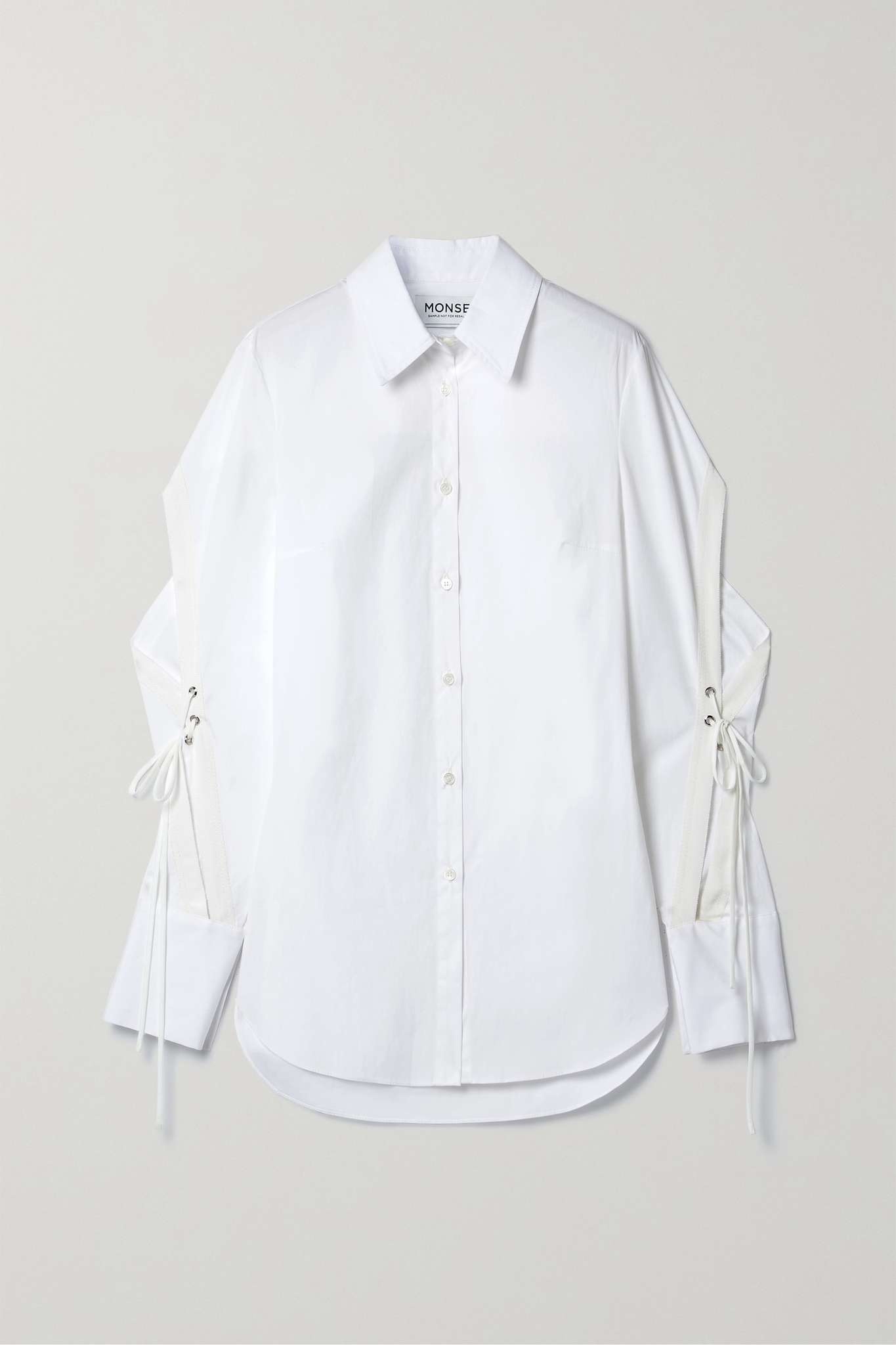 Lace-up cotton-blend poplin shirt - 1