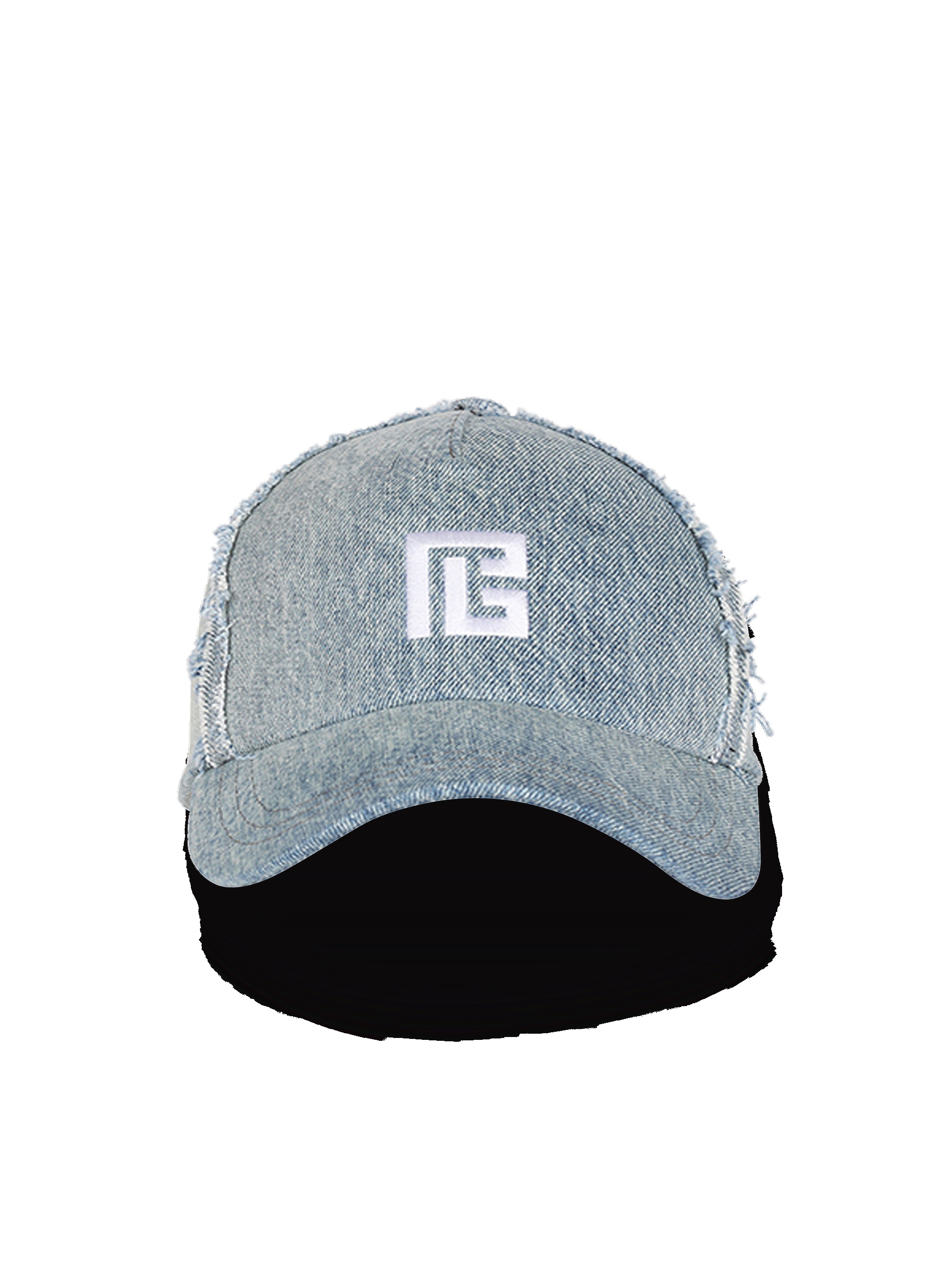 Eco-designed cotton denim cap with embroidered Balmain monogram - 1