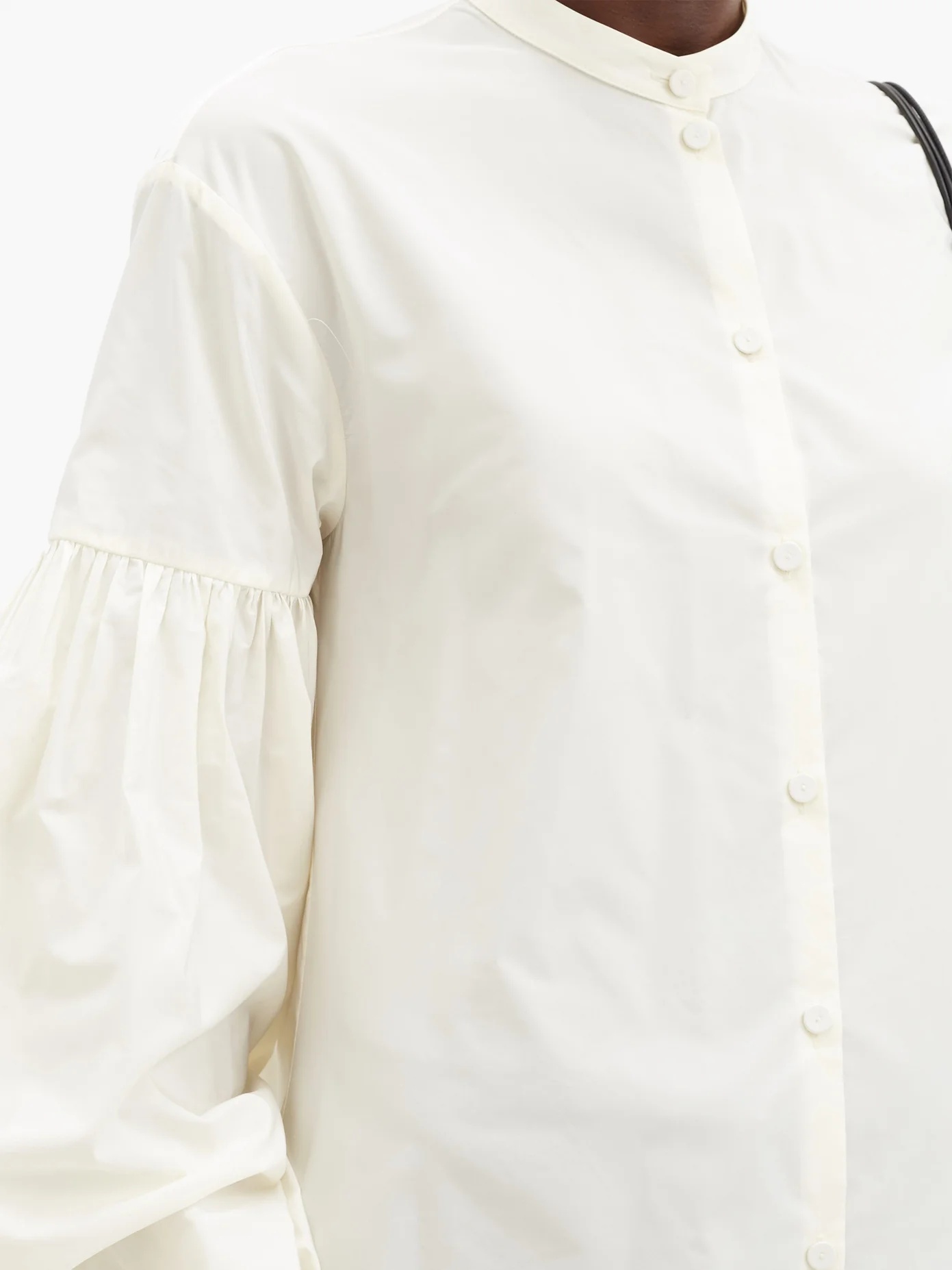 Gathered-sleeve poplin blouse - 4