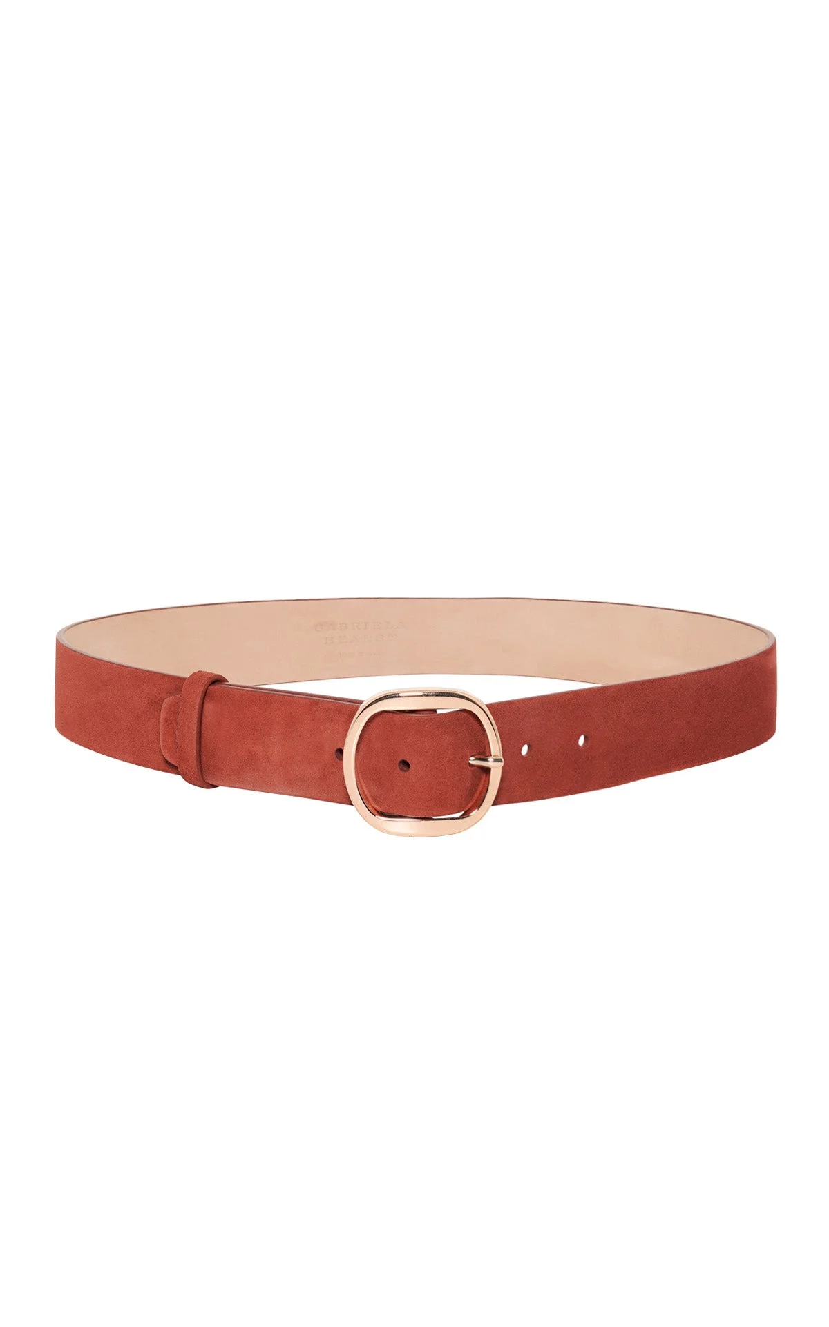 Elster Buckle Belt in Burnt Sienna Suede - 1