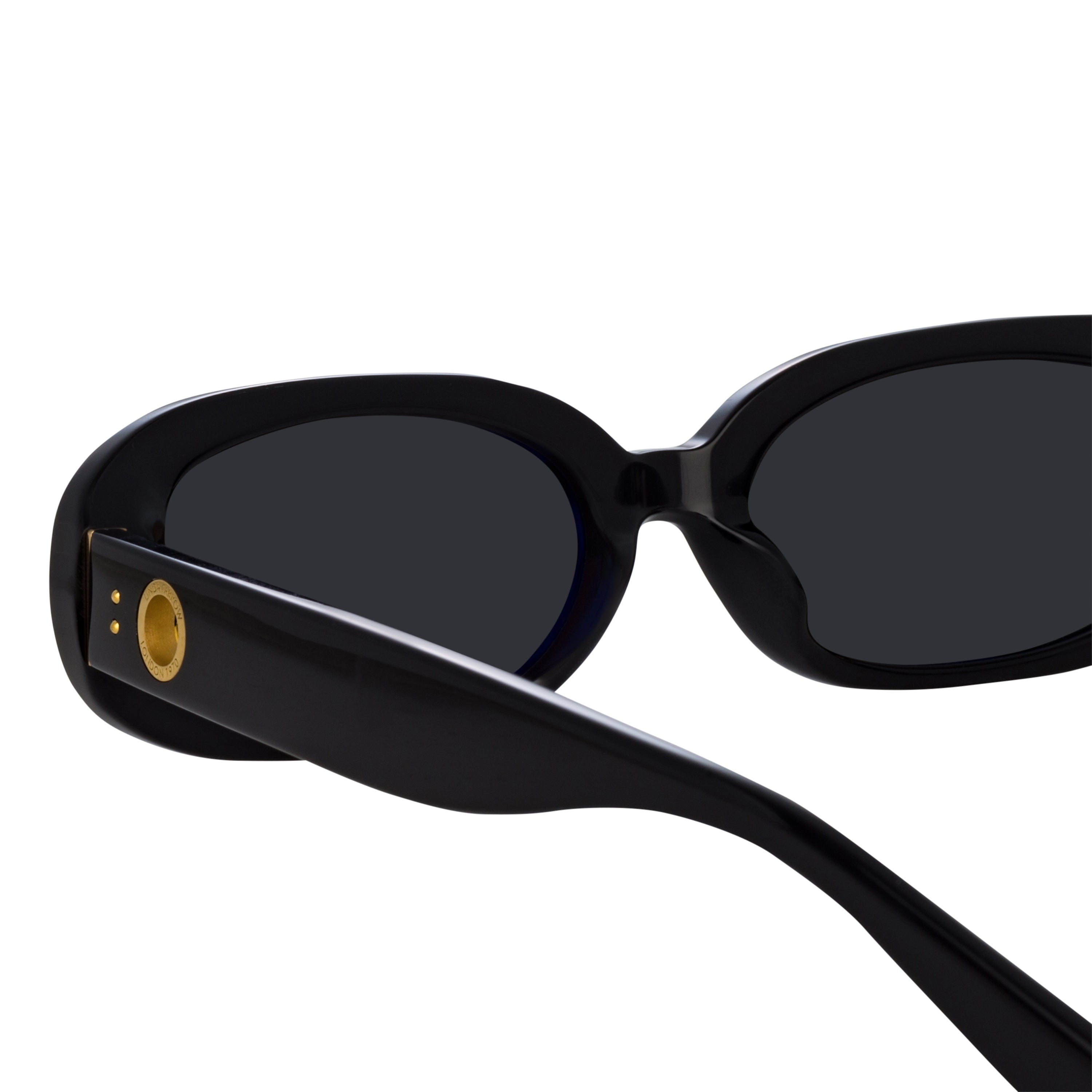 LINDA FARROW CARA OVAL SUNGLASSES IN BLACK | REVERSIBLE
