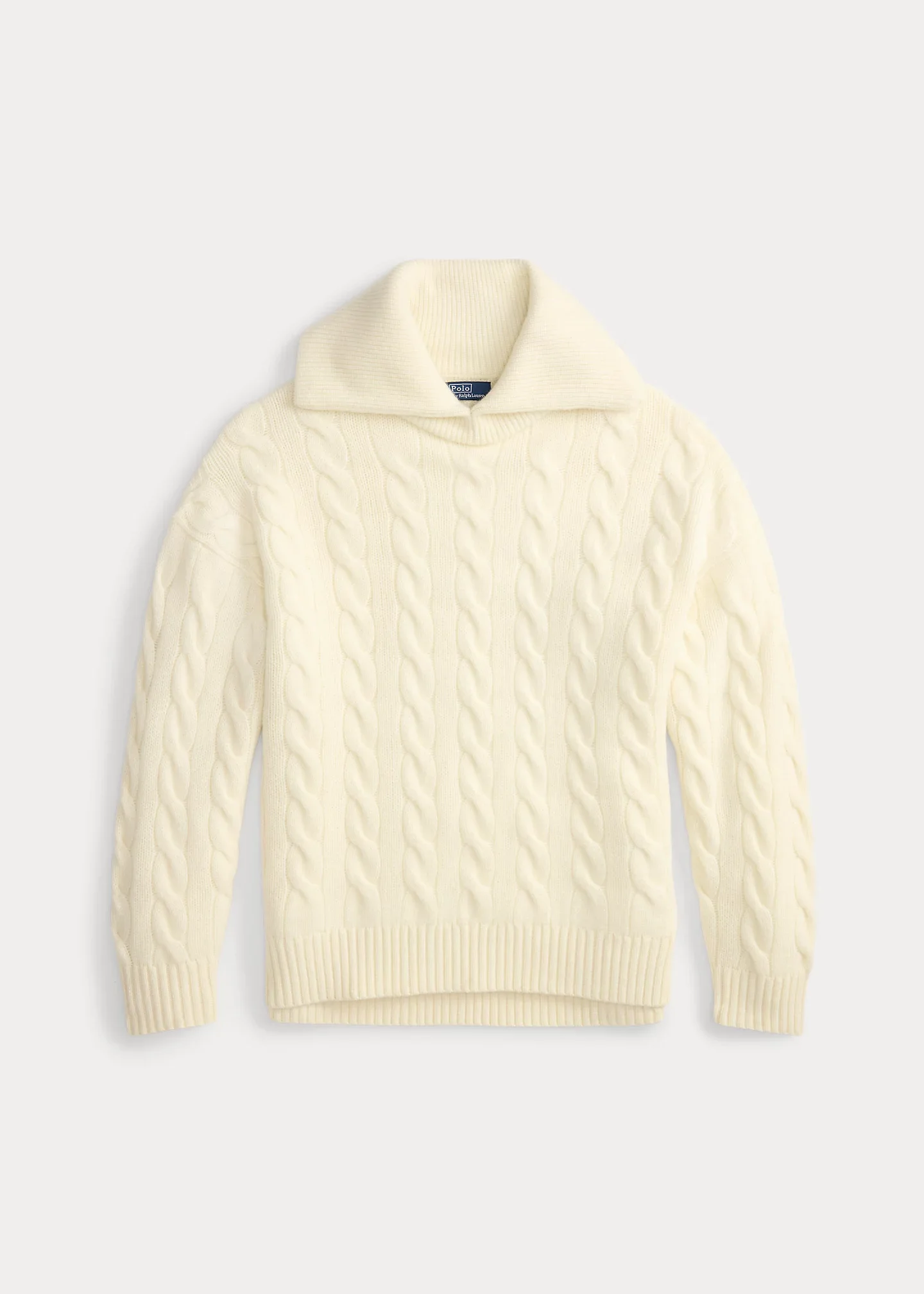 Wide-Collar Cable Wool-Cashmere Sweater - 1