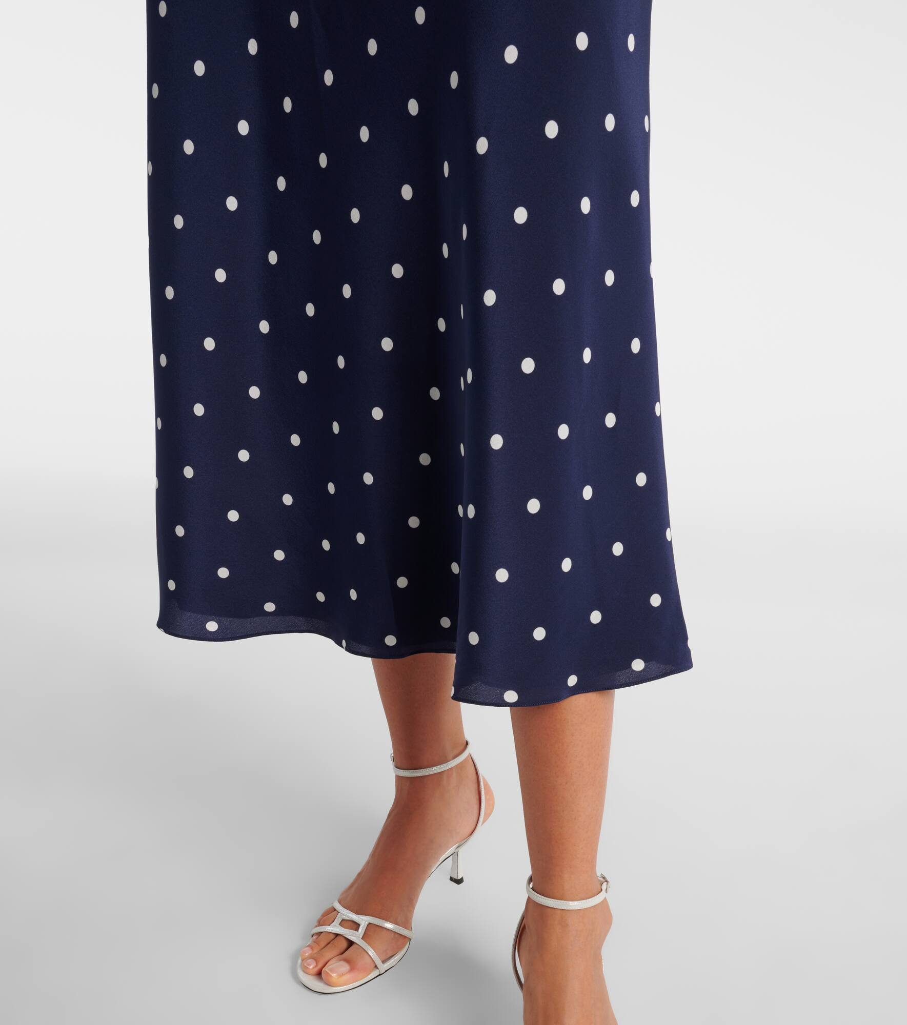 Polka-dot silk midi dress - 5