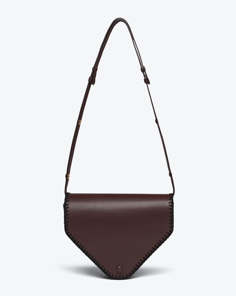THE TRIANGLE BAG MEDIUM - Alt-nappa shoulder bag - Coffee bean/black 1