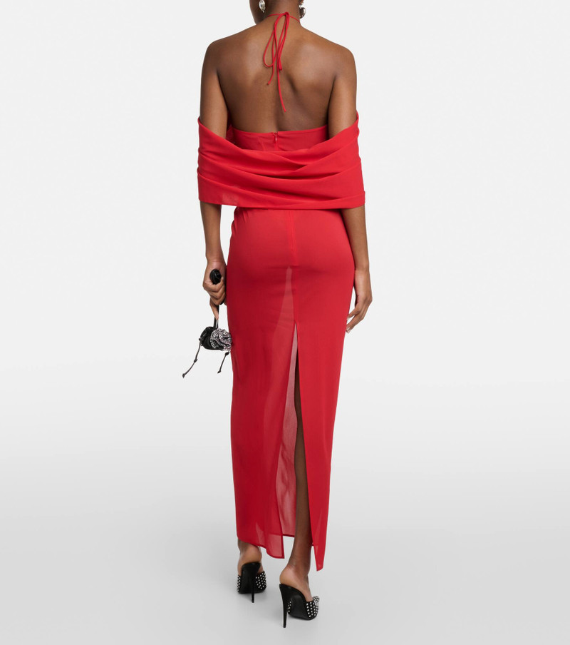Floral-appliqué silk blend gown 3