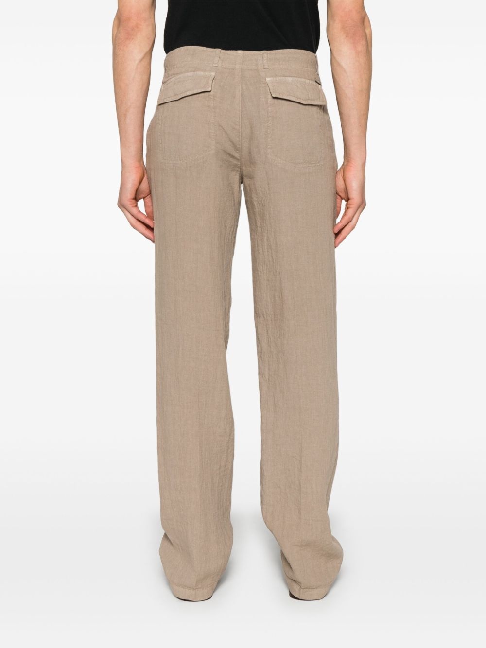 linen tapered-leg trousers - 4