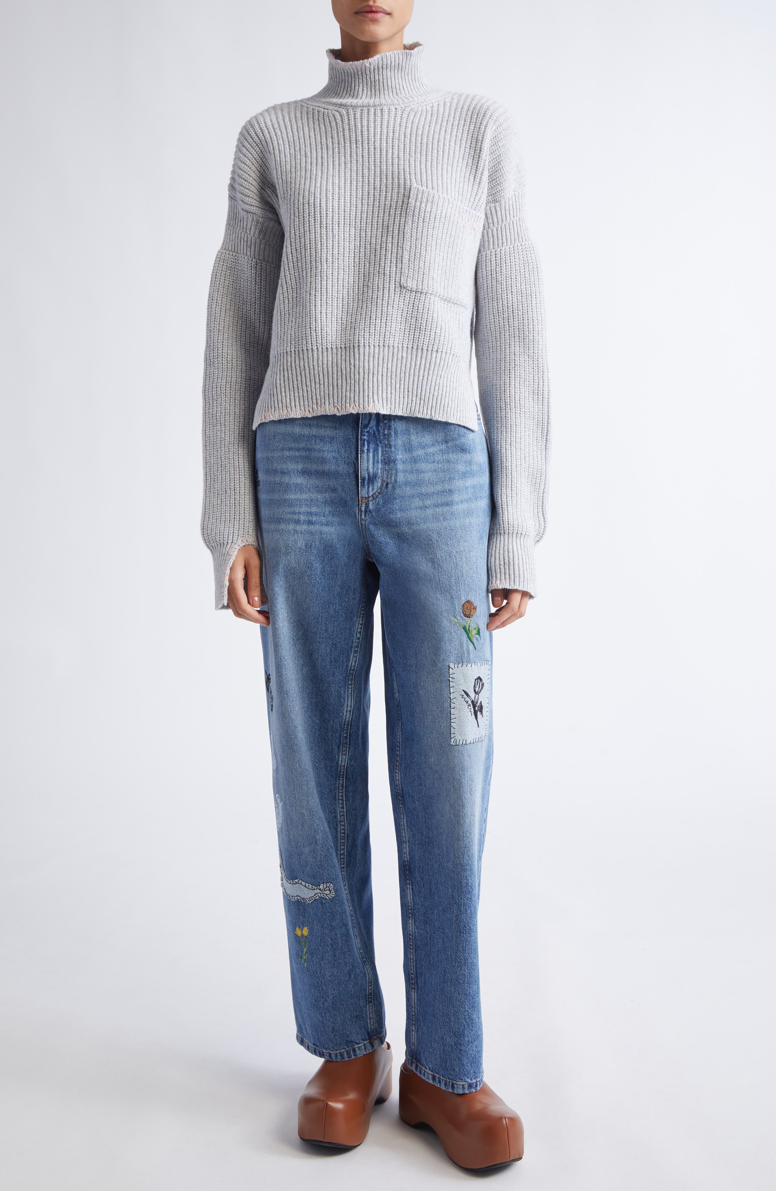 Marni Embroidered Spliced Jeans in Azure at Nordstrom - 2