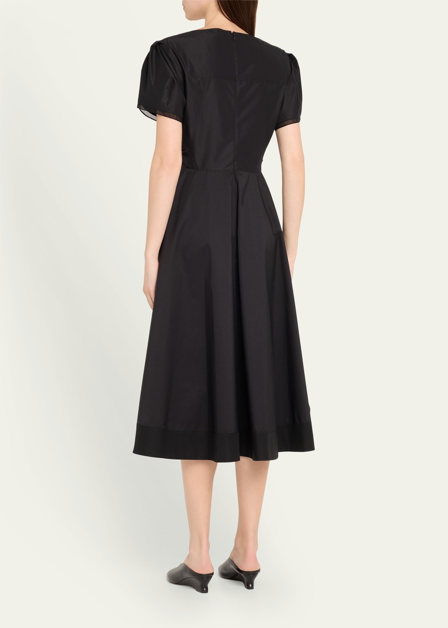 V-Neck Tulip-Sleeve Midi Dress - 3