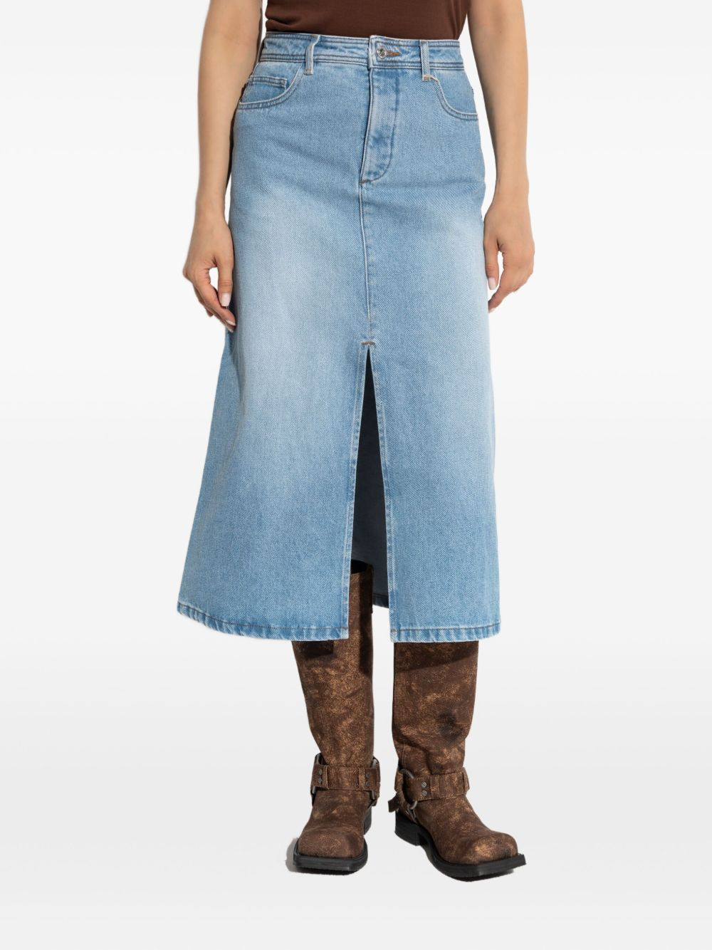 front-slit denim skirt - 3