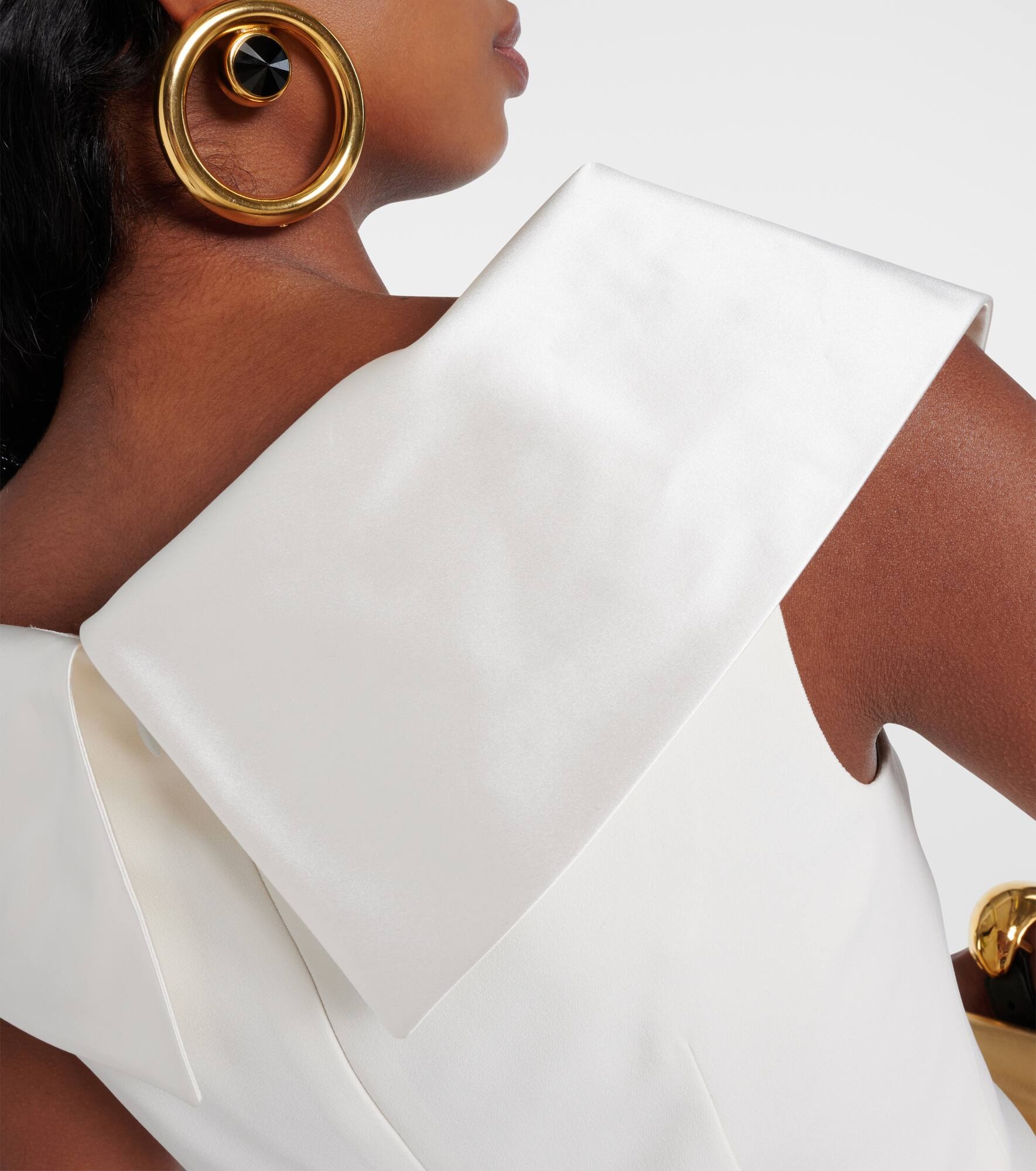 Bow-detail satin-trimmed cady minidress - 6