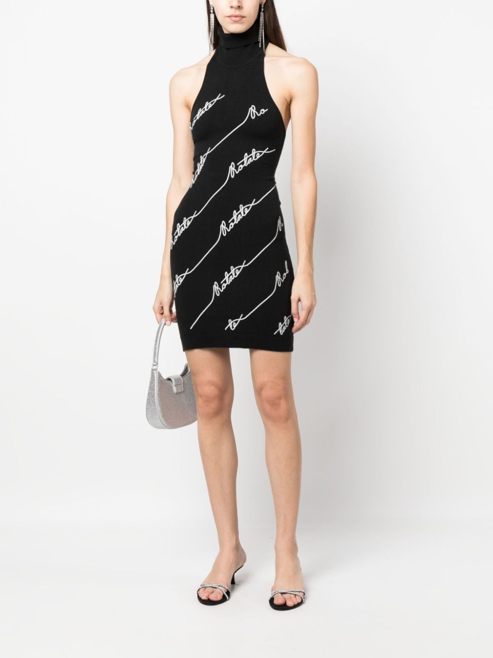 sequin logo-embellished halterneck minidress - 2