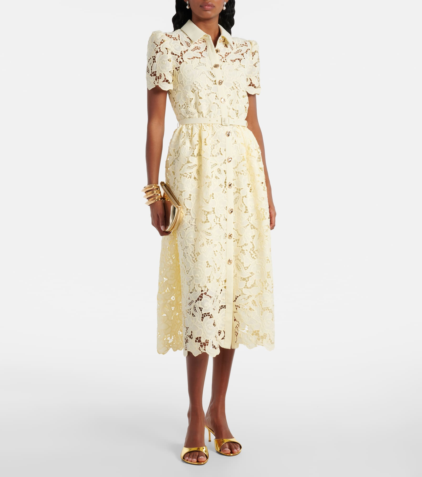Lace-trimmed midi dress - 2