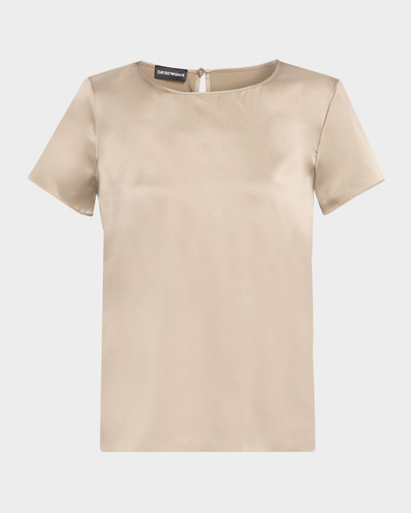 Short-Sleeve Crewneck Satin Tee 1