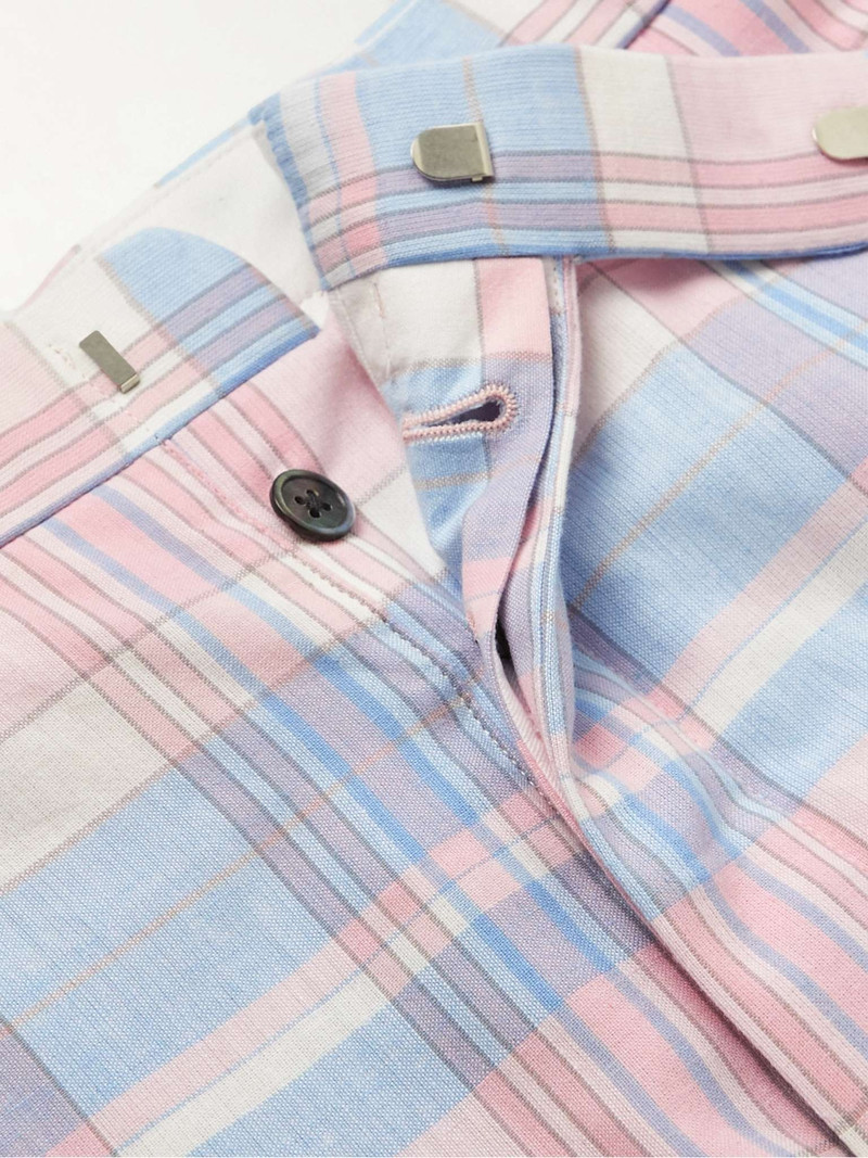 Straight-Leg Checked Cotton-Twill Suit Trousers 6