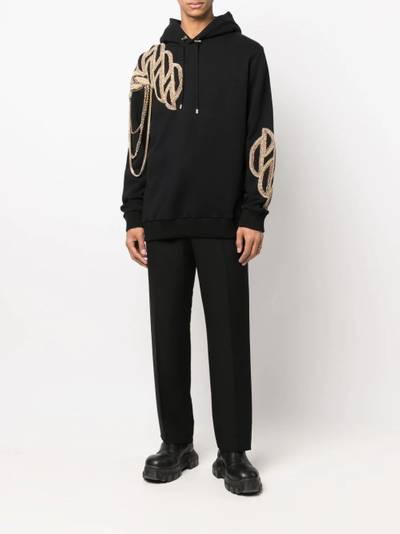 Balmain rhinestone-embellished cotton hoodie outlook