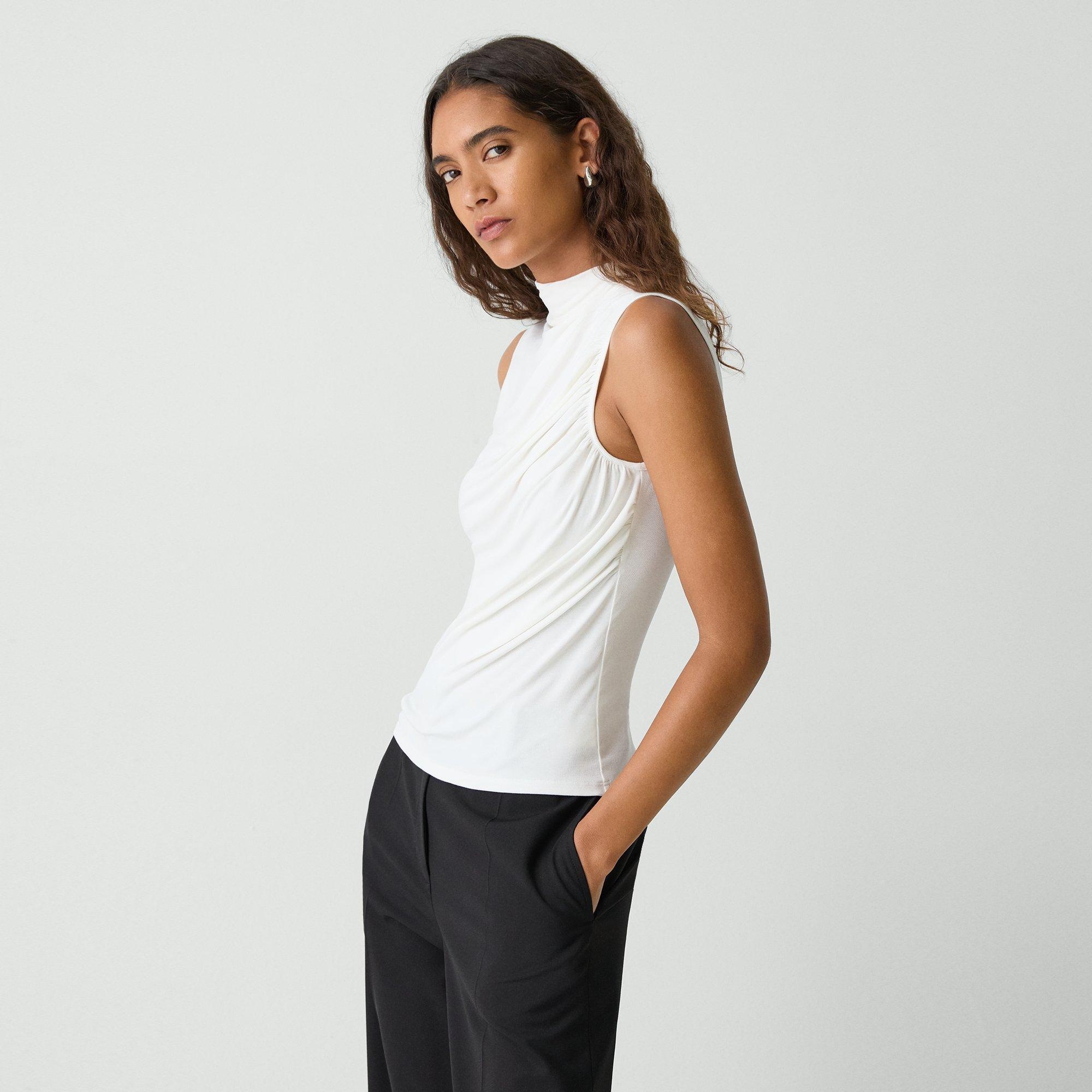 Draped Sleeveless Top in Ribbed Viscose - 3