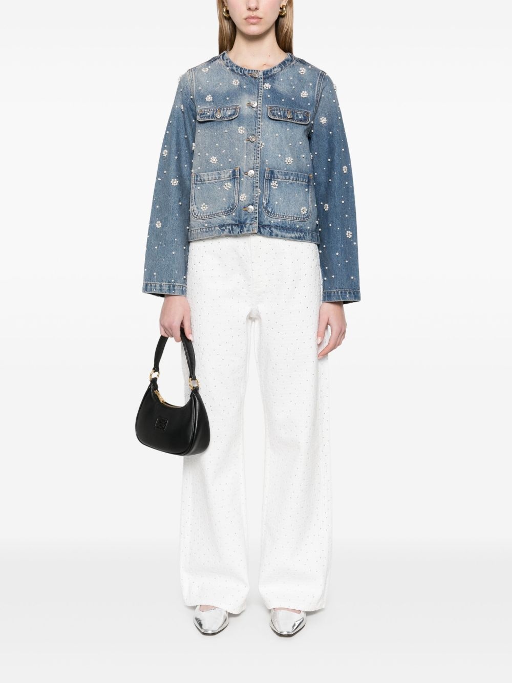 crystal-embellished denim jacket - 2