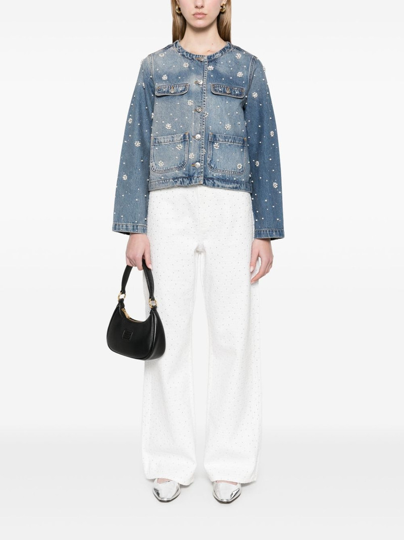 maje crystal-embellished denim jacket outlook