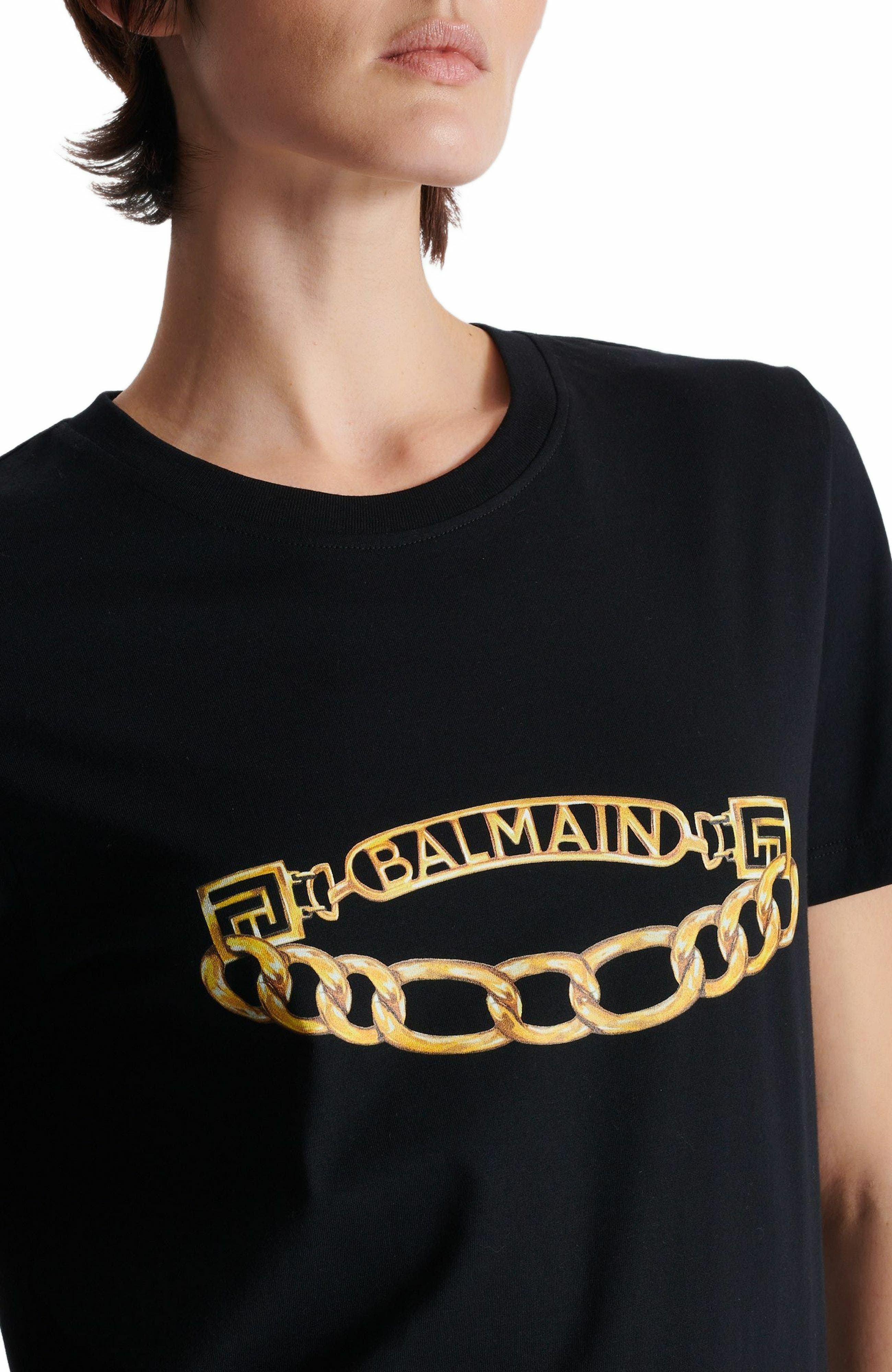 Short-sleeved Balmain Chain print T-shirt in Black at Nordstrom - 6