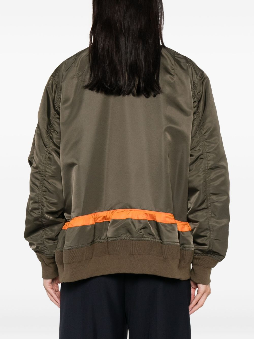 stripe-detail zip-up bomber jacket - 4