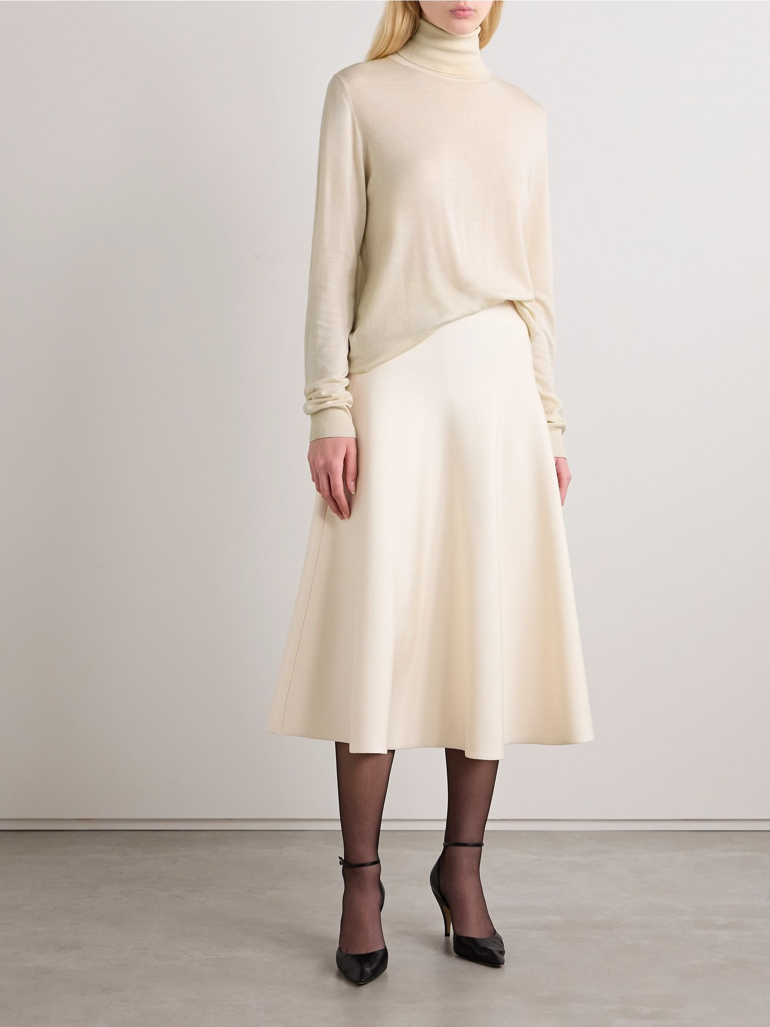Heva wool-jersey turtleneck sweater Ecru - 2