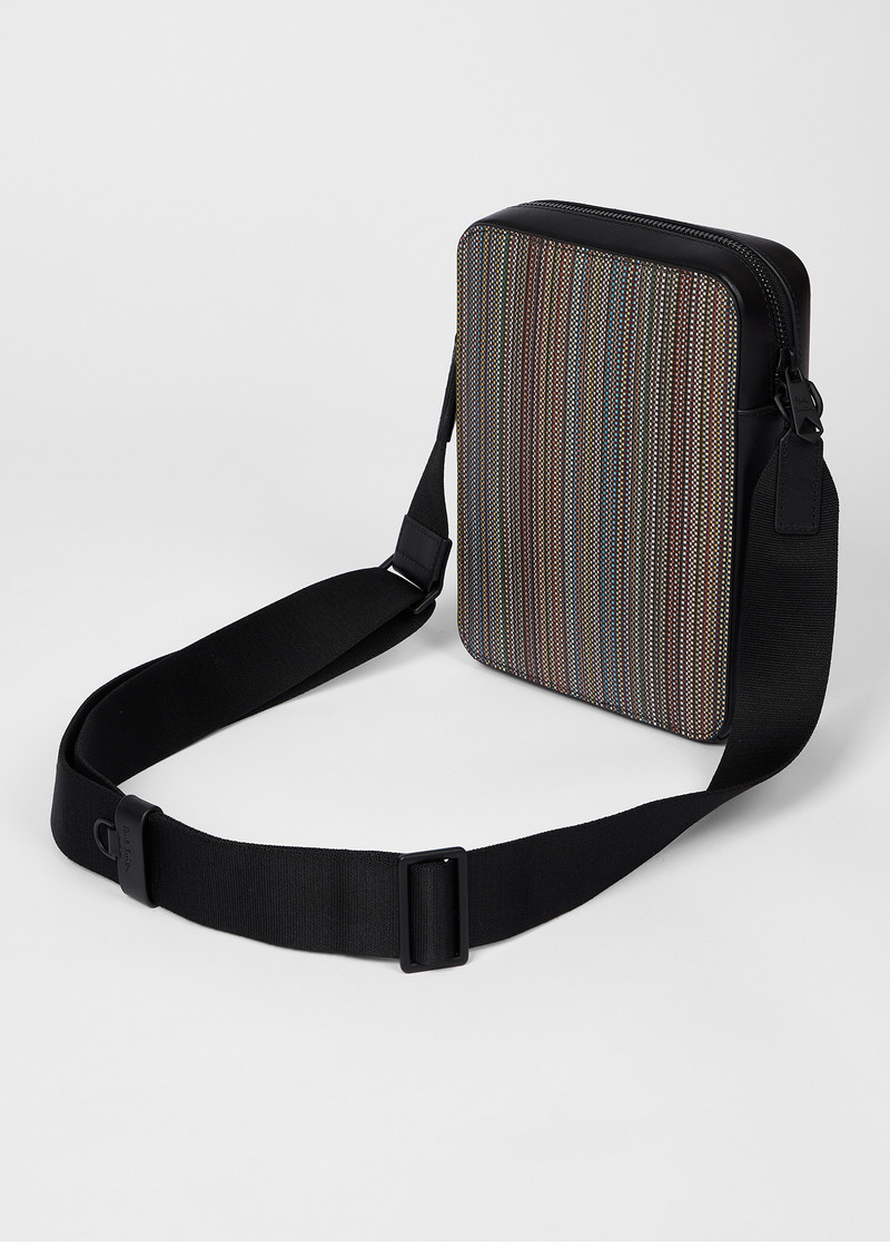 Paul Smith 'Signature Stripe' Coated Canvas Flight Bag outlook