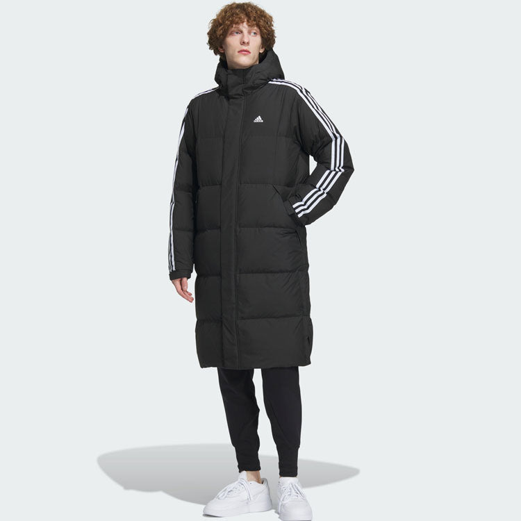 adidas 3-Stripes Long Down Jackets 'Black' IT8714 - 2