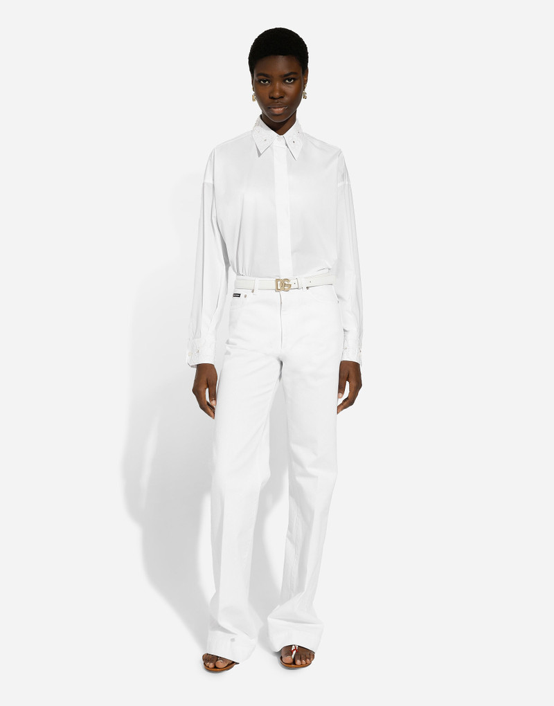 Dolce & Gabbana Long-sleeved cotton shirt with embroidered collar outlook