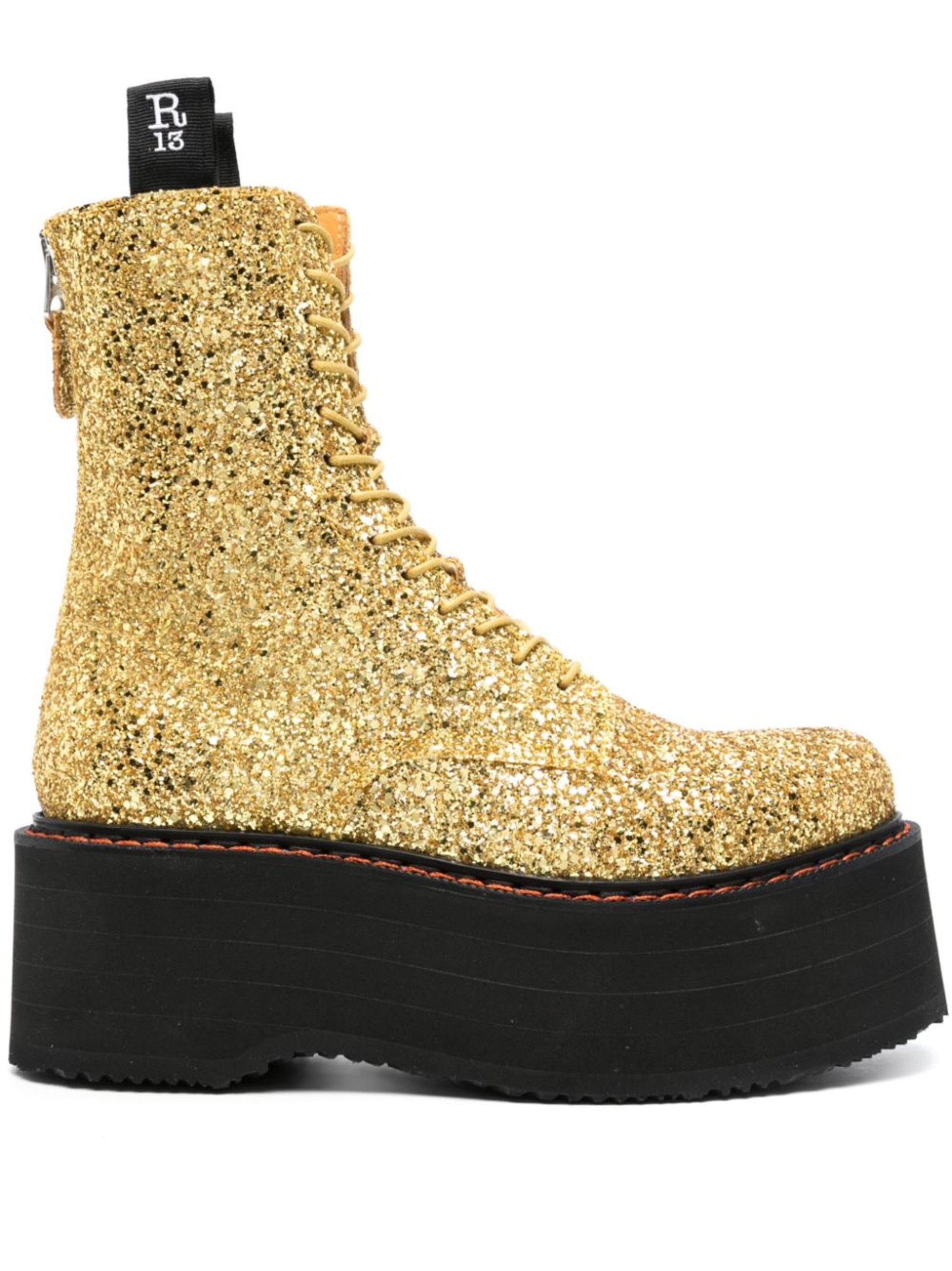 glittered platform combat boots - 1