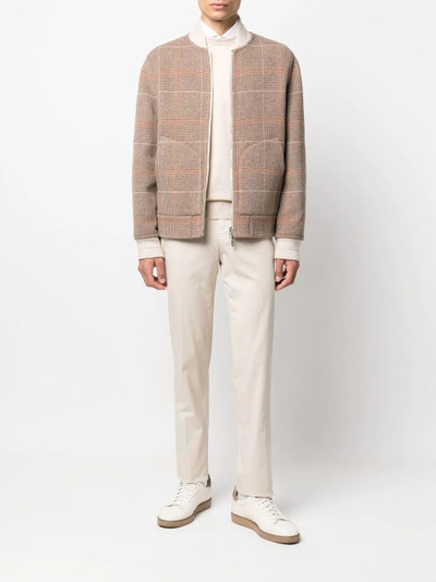 Brunello Cucinelli check-pattern bomber jacket outlook