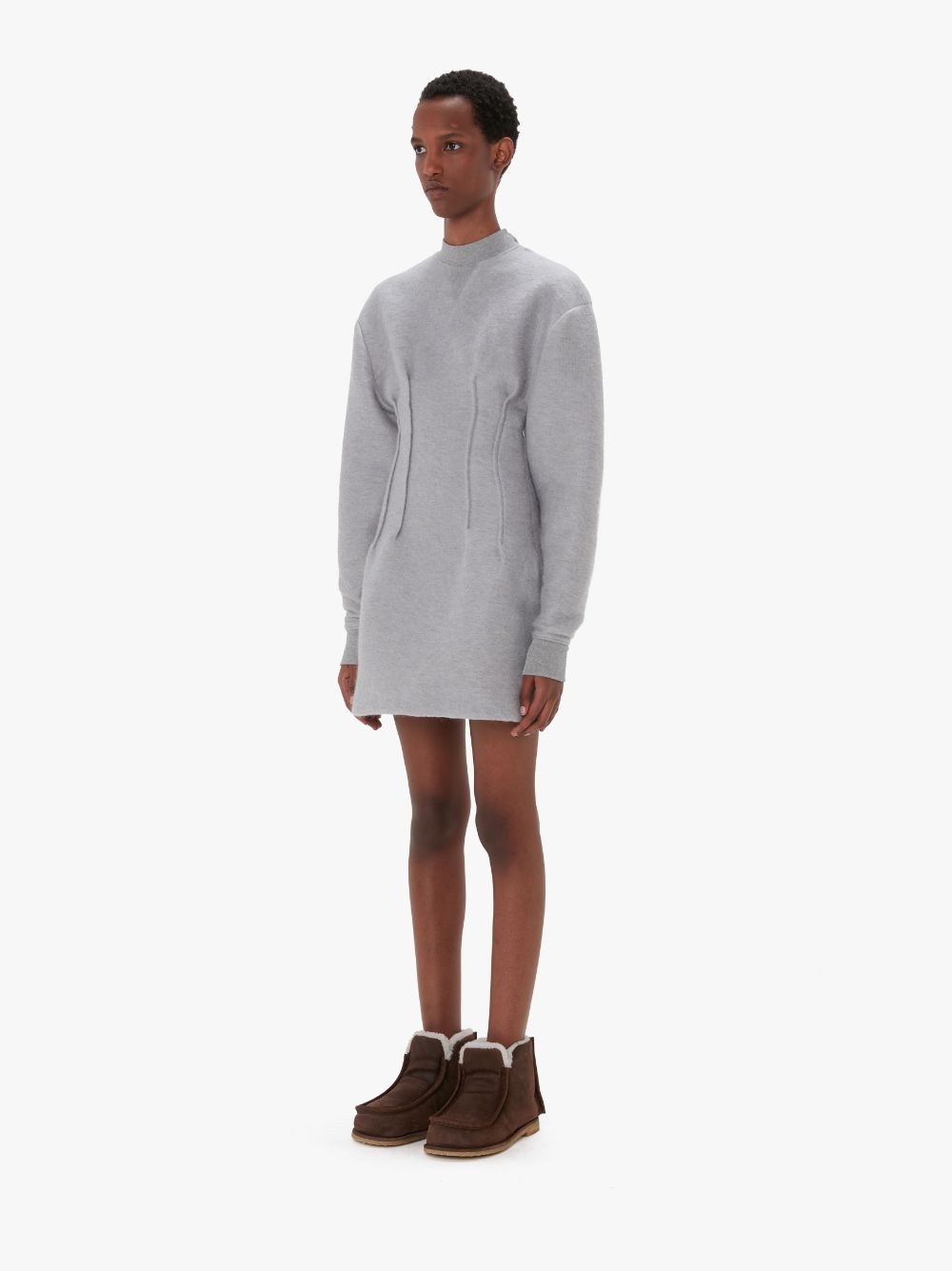 TEXTURED LONG SLEEVE HOURGLASS DRESS - 4