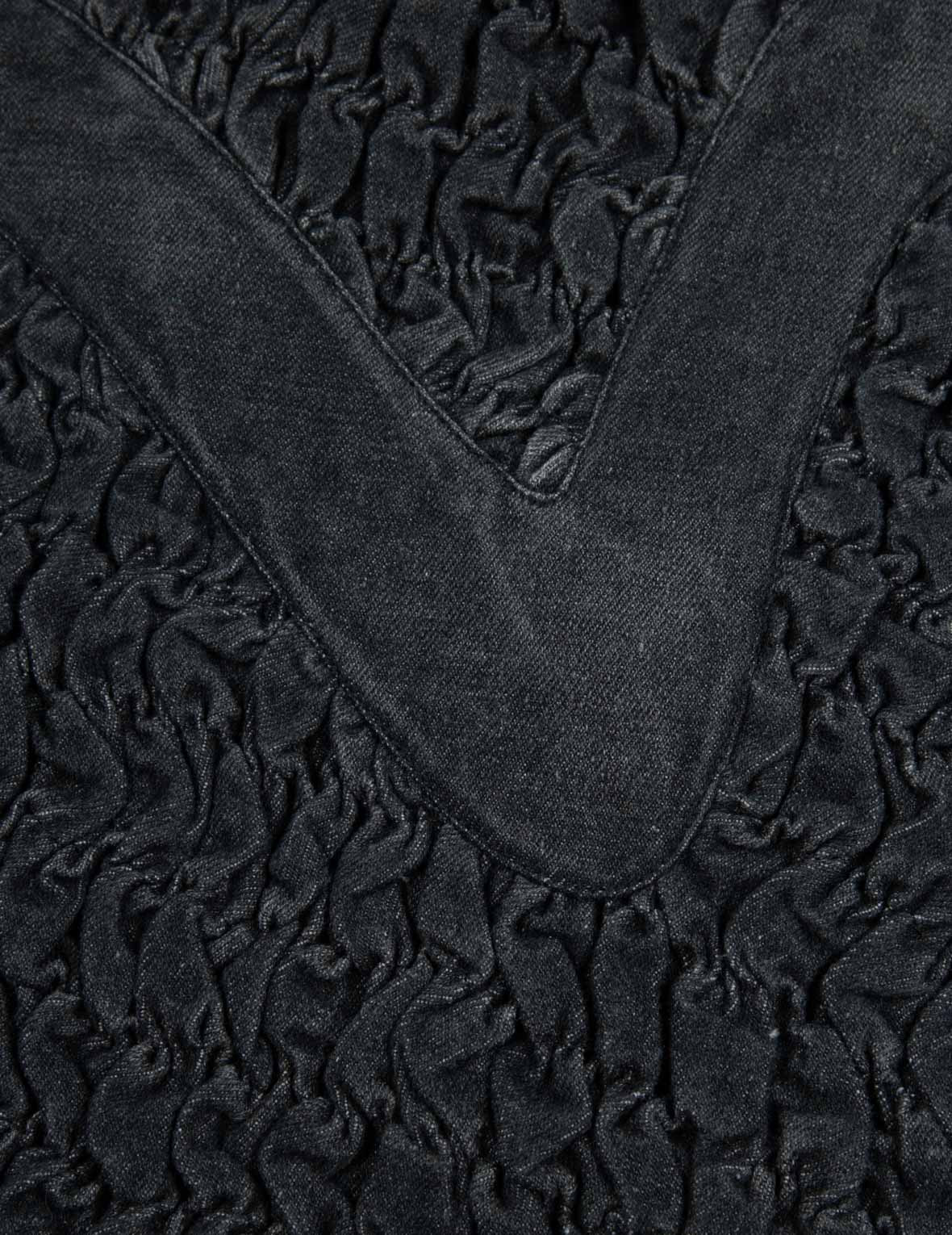 SEAGULL EMBROIDERY TEXTURE OVERSIZED DENIM JACKET - 10