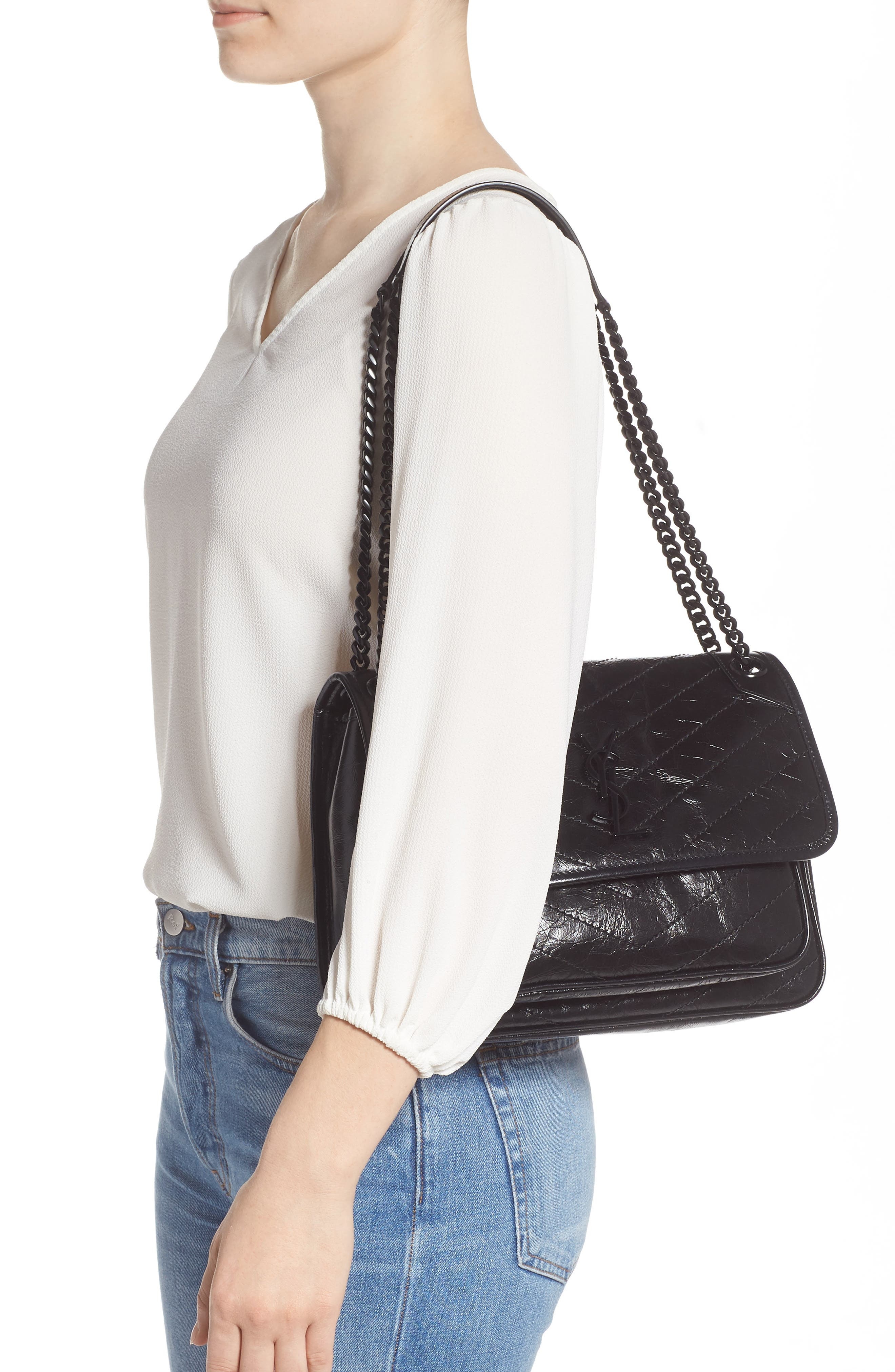 Saint Laurent Medium Niki Leather Shoulder Bag in Noir at Nordstrom - 2