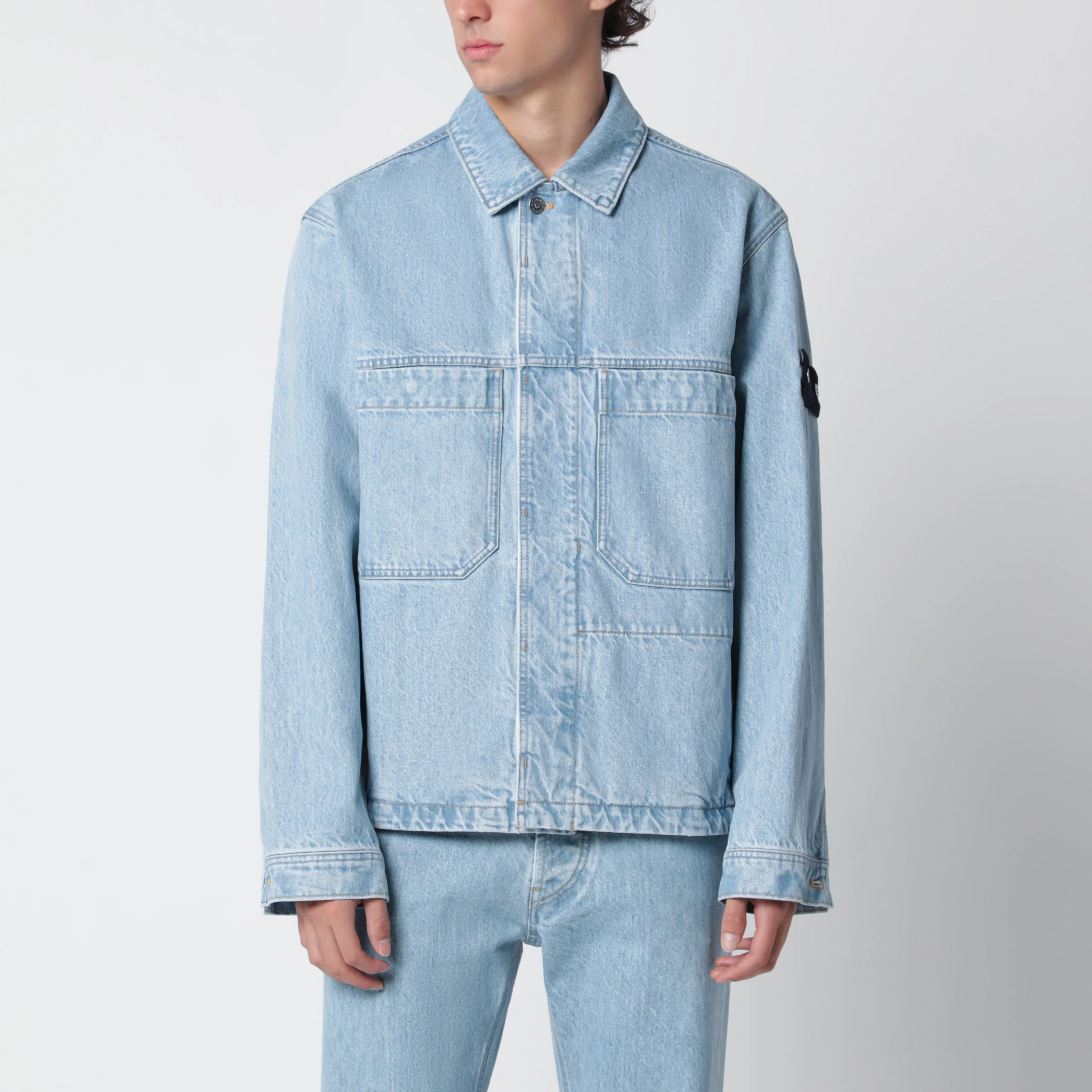 Blue Indigo Denim Raw coach jacket - 1
