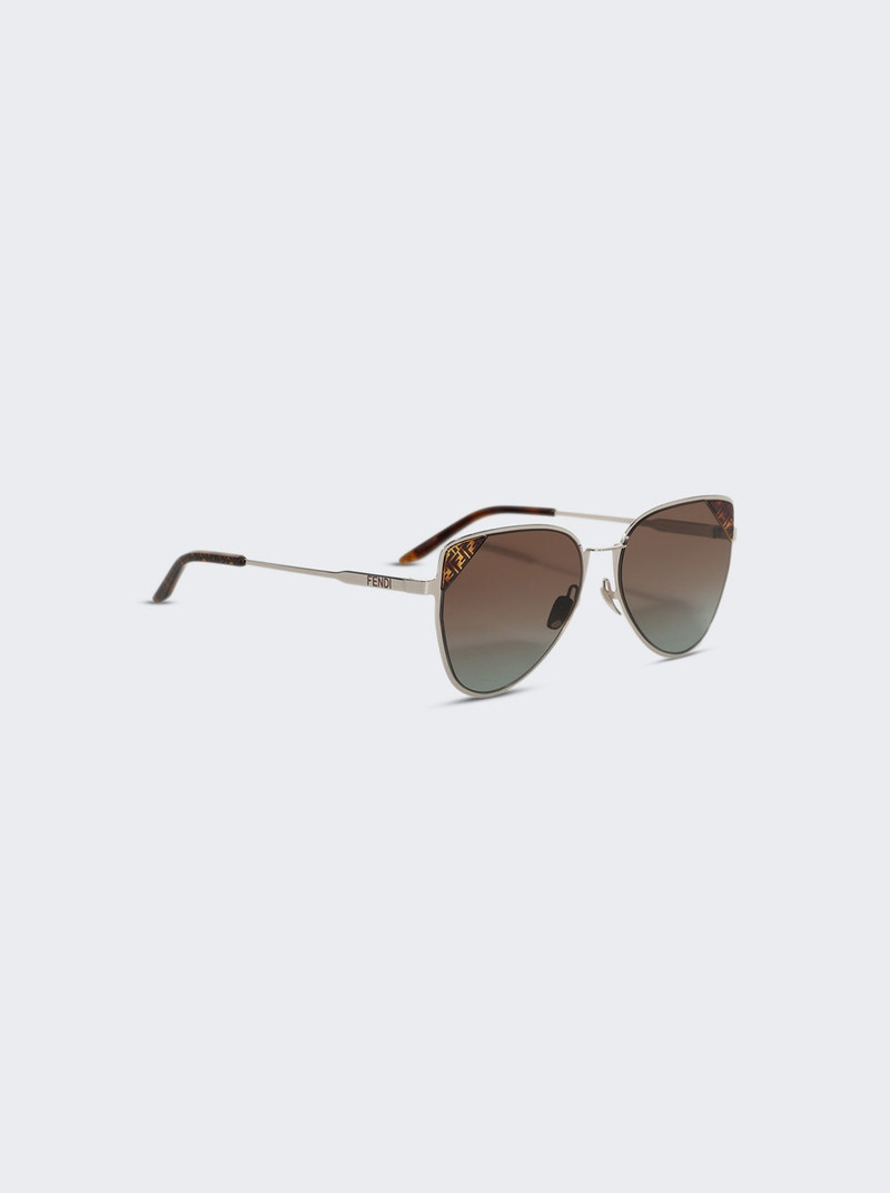 FENDI Signature Pilot Sunglasses Shiny Palladium And Gradient Brown outlook