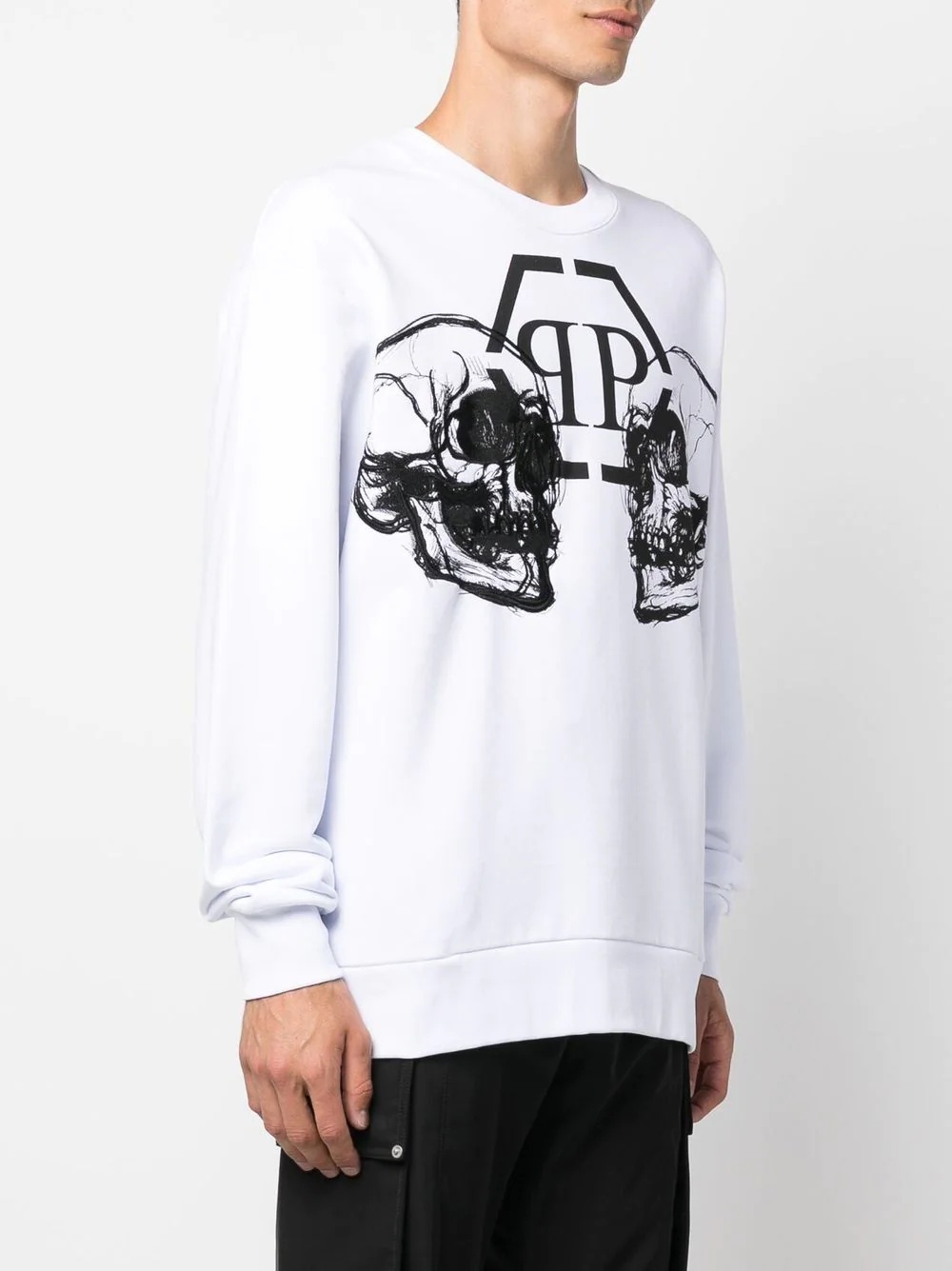 skull-print cotton sweatshirt - 3