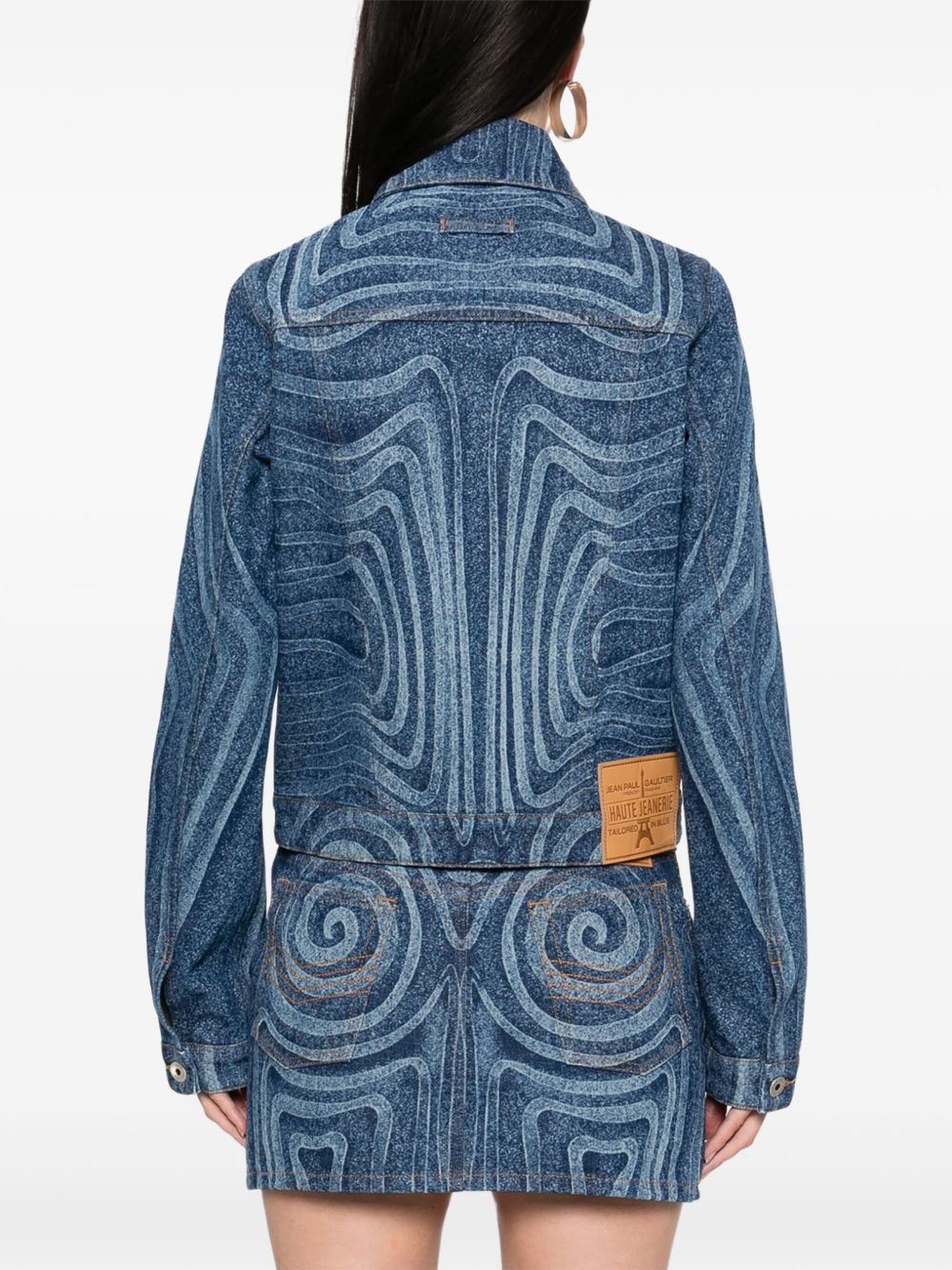Spiral-print denim jacket - 4