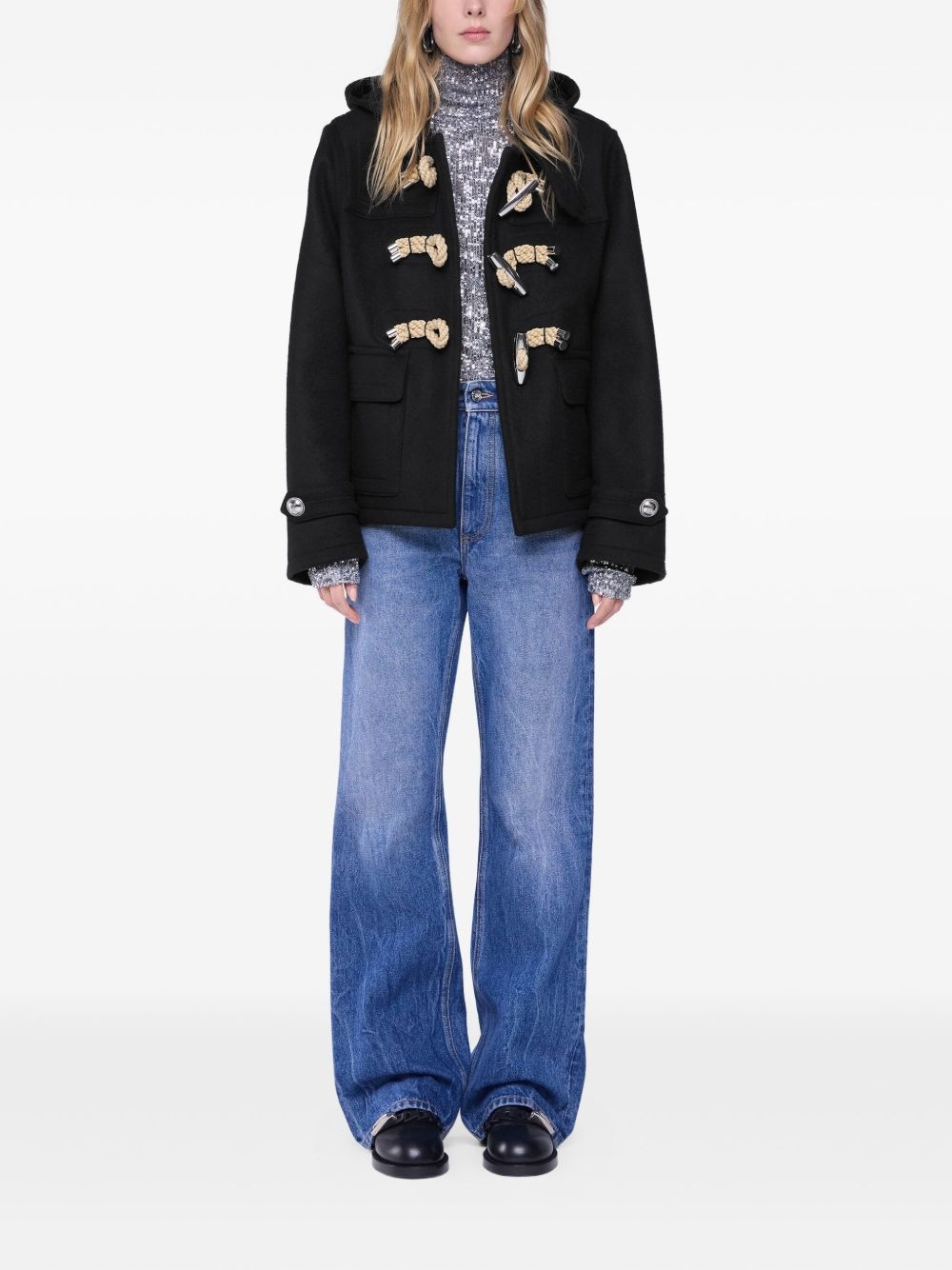 toggle-fastening hooded jacket - 2