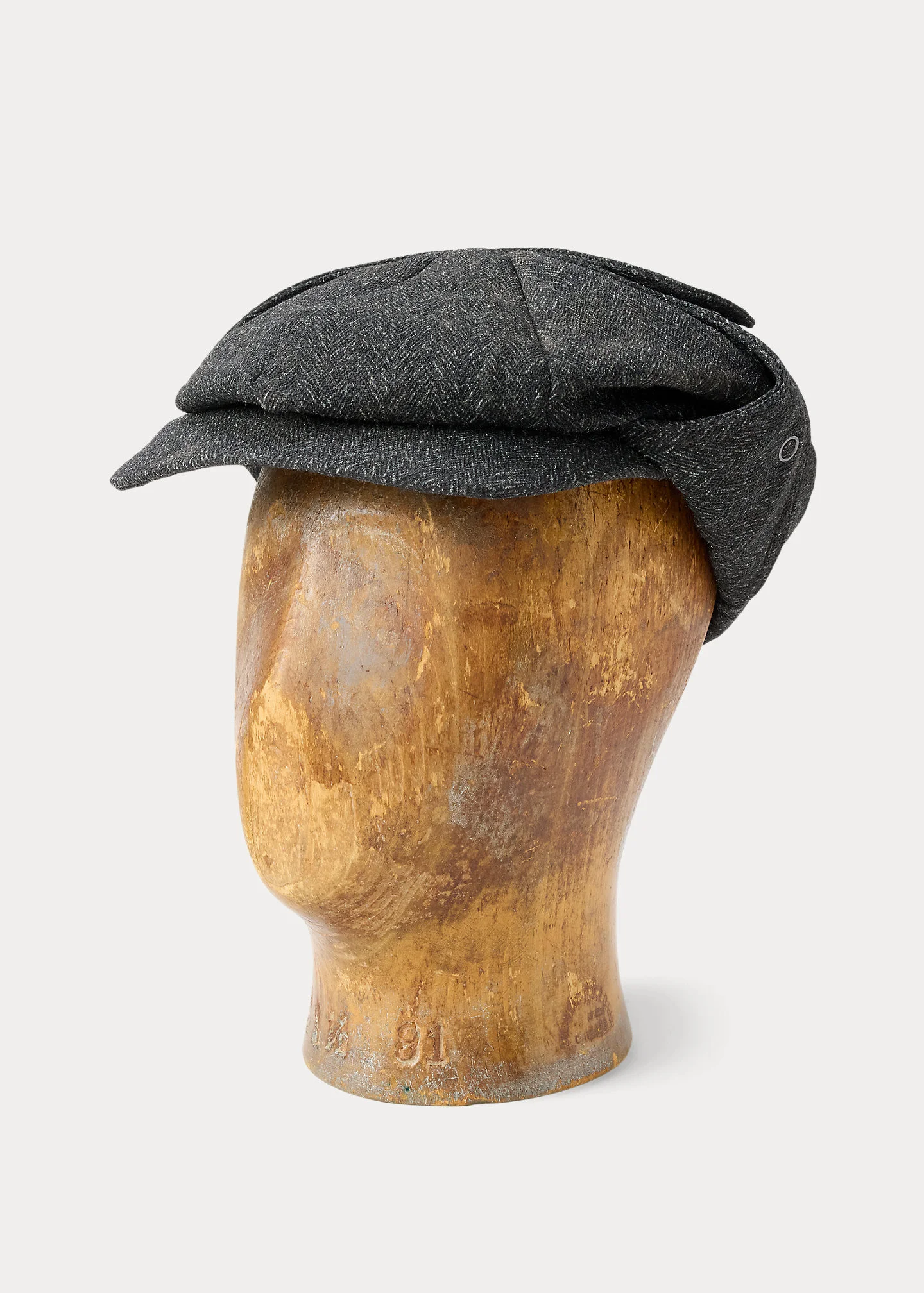 Wool-Cotton Herringbone Earflap Cap - 1